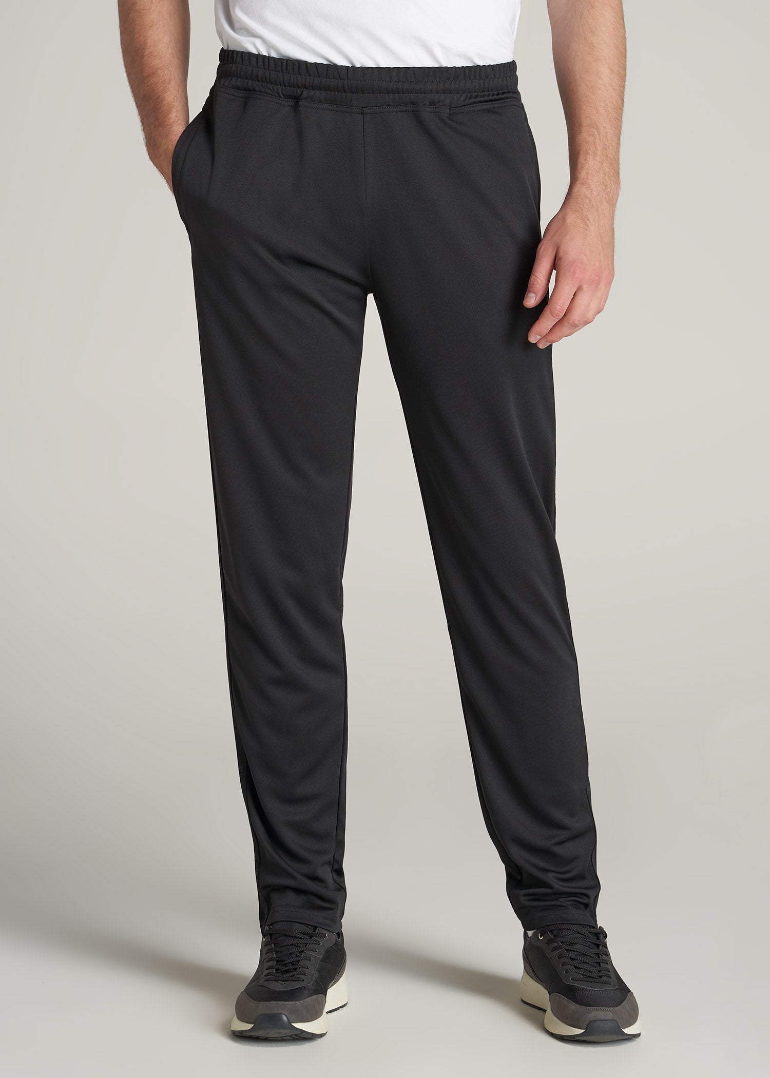 American-Tall-Men-Athletic-Stripe-Pants-Black-Black-front