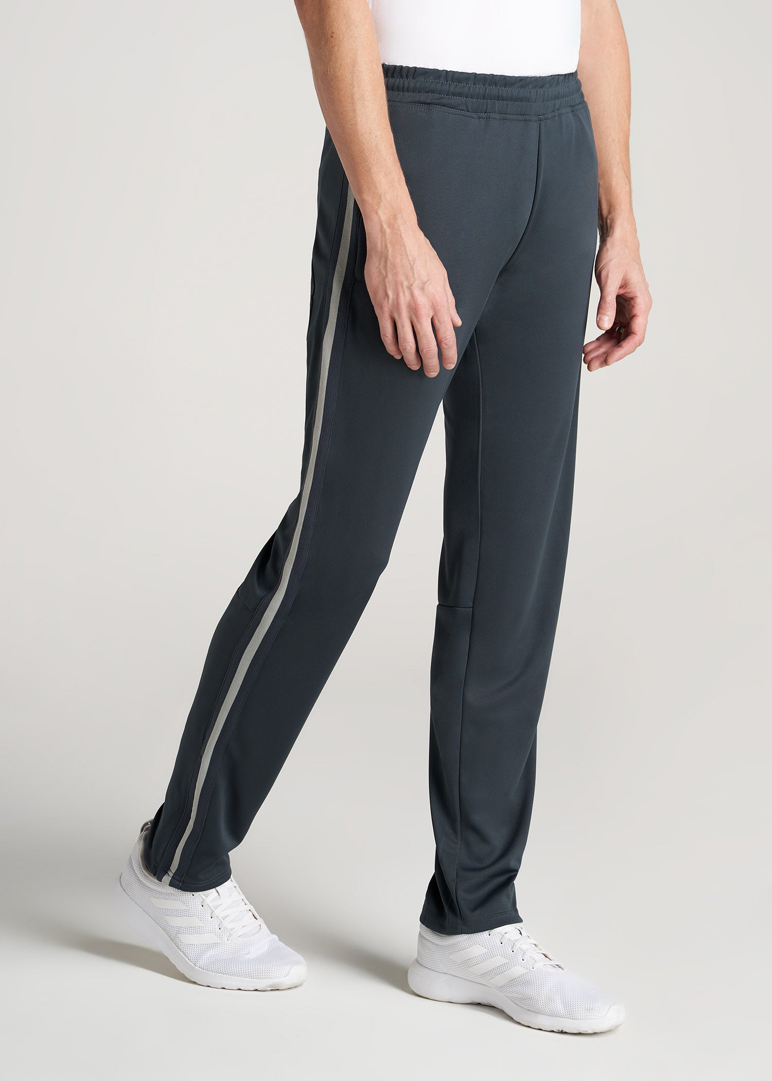 Athletic Stripe Pants for Tall Men in Storm Grey Stripe