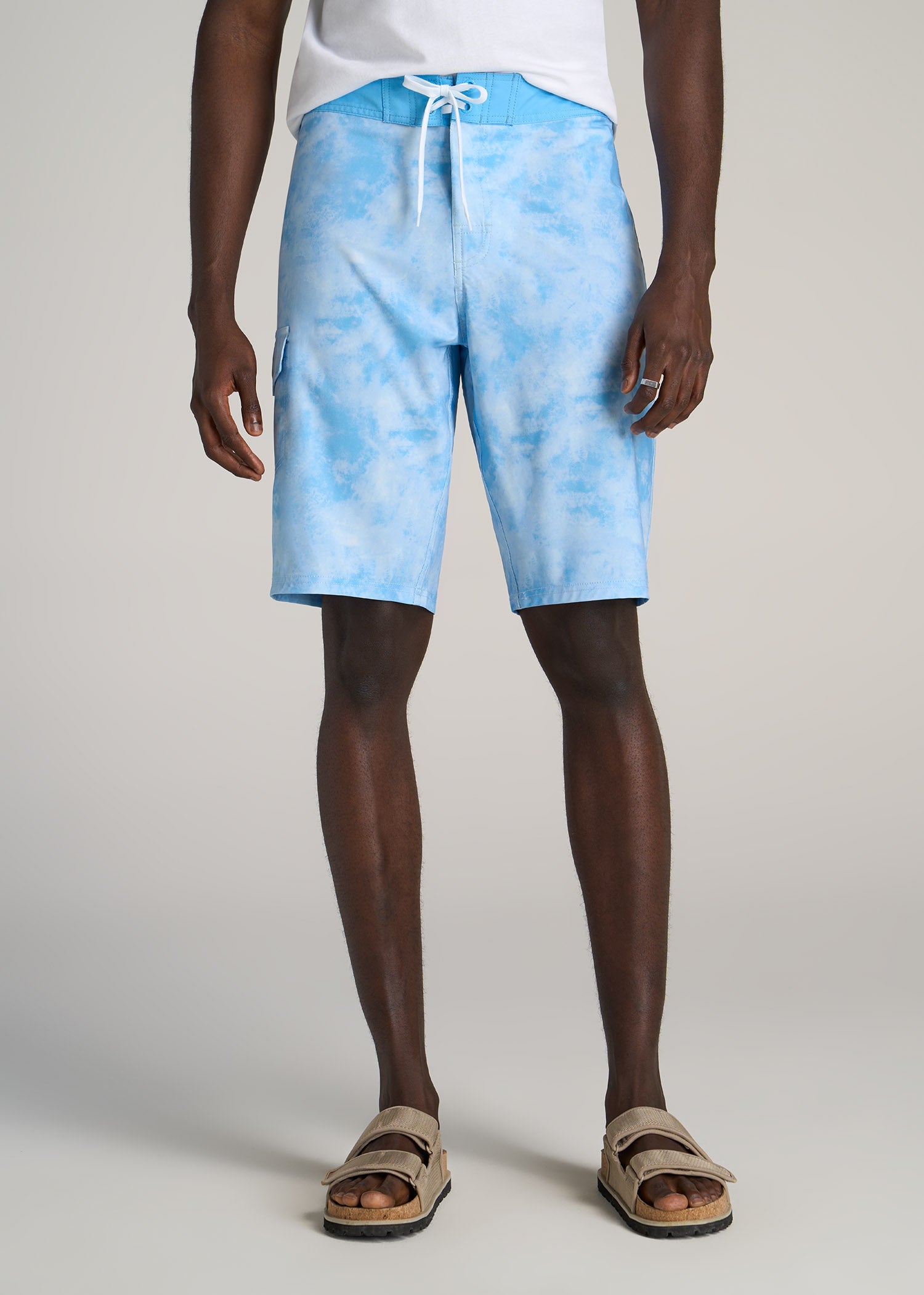 Tall Board Shorts for Men in Light Blue Tie Dye 38 / Tall / Light Blue Tie Dye