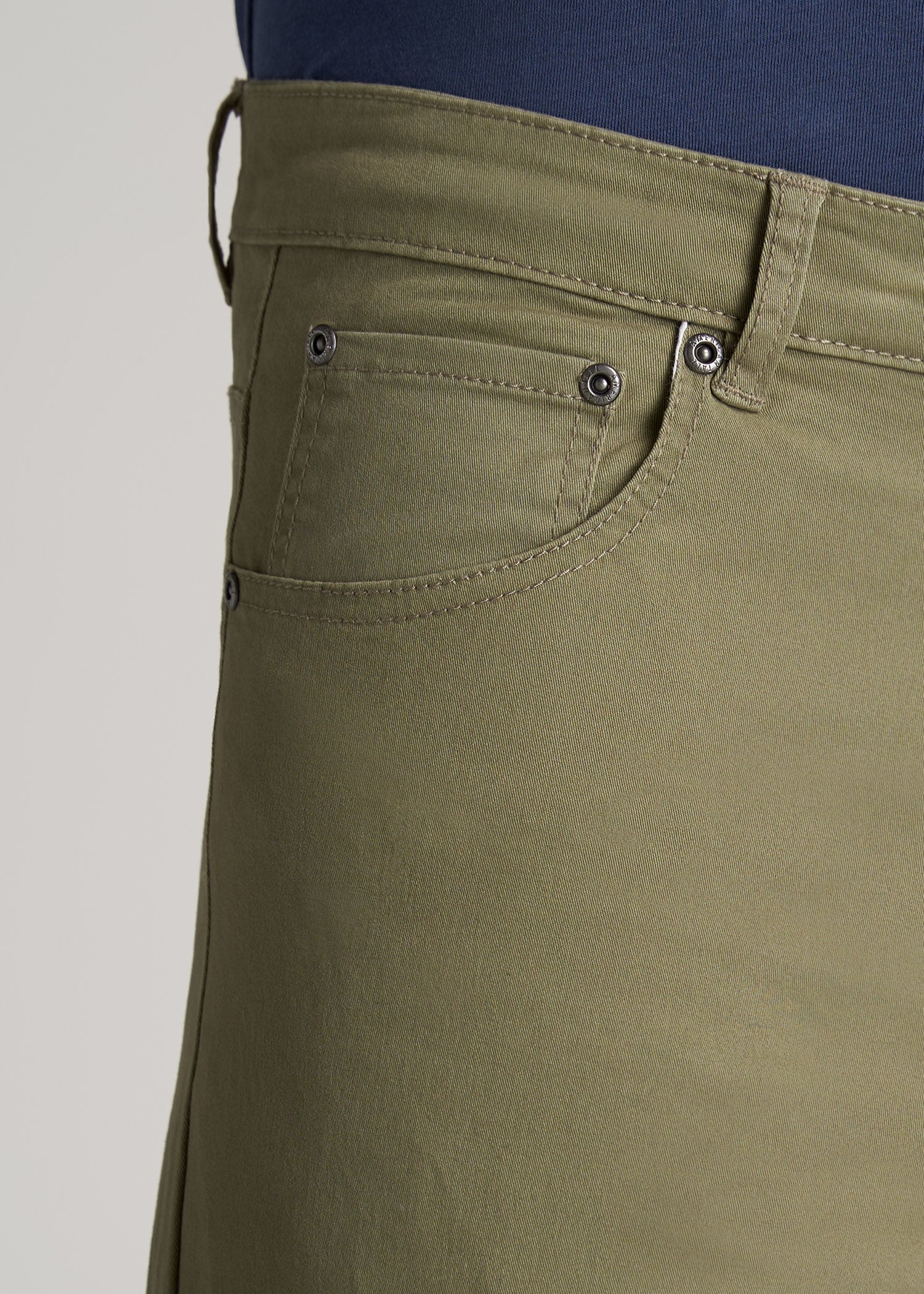 American-Tall-Men-Carman-5-Pocket-Fatigue-Green-detail