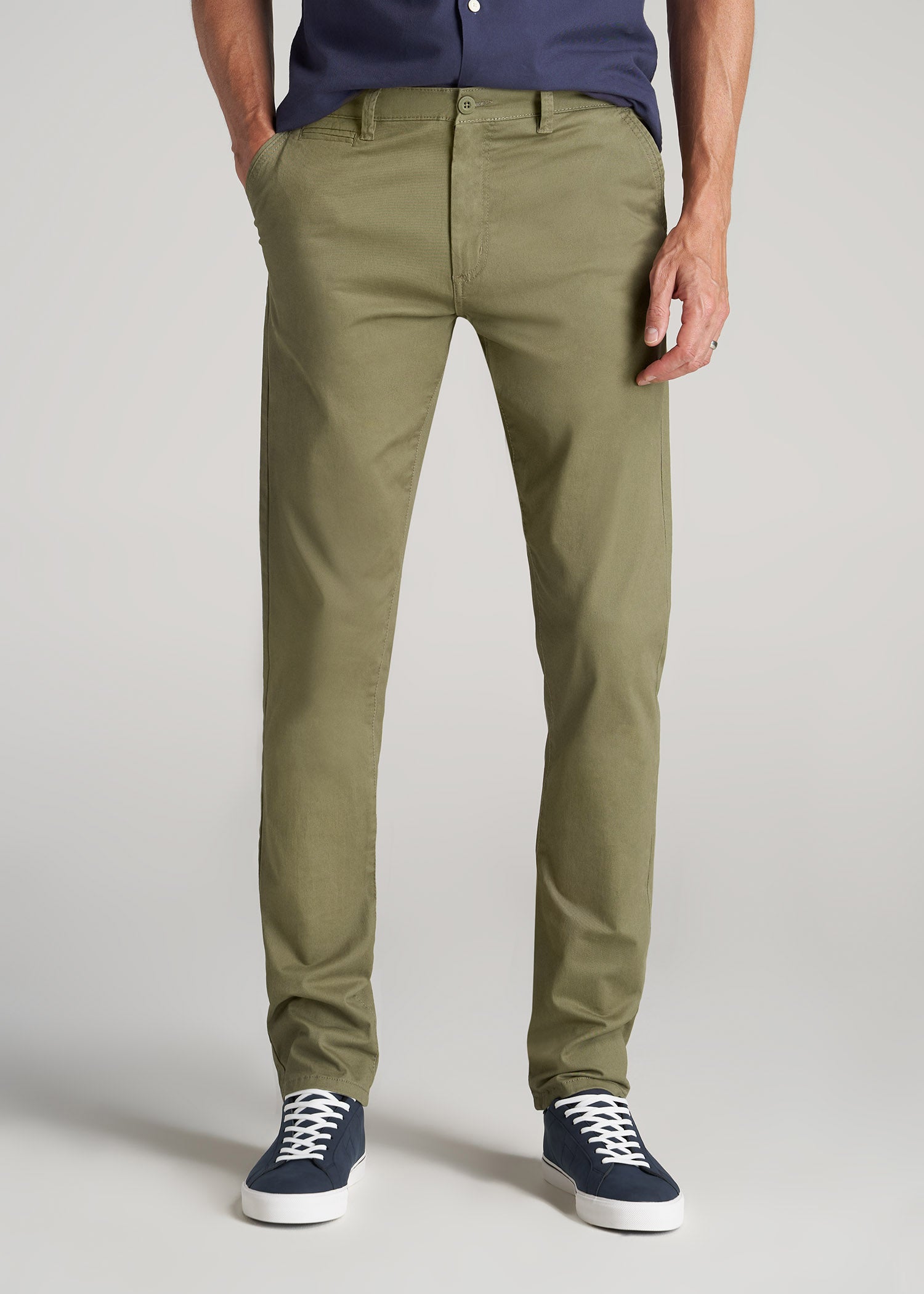Tapered Chinos: Fatigue Green Men's Tall Tapered Fit Chino Pant