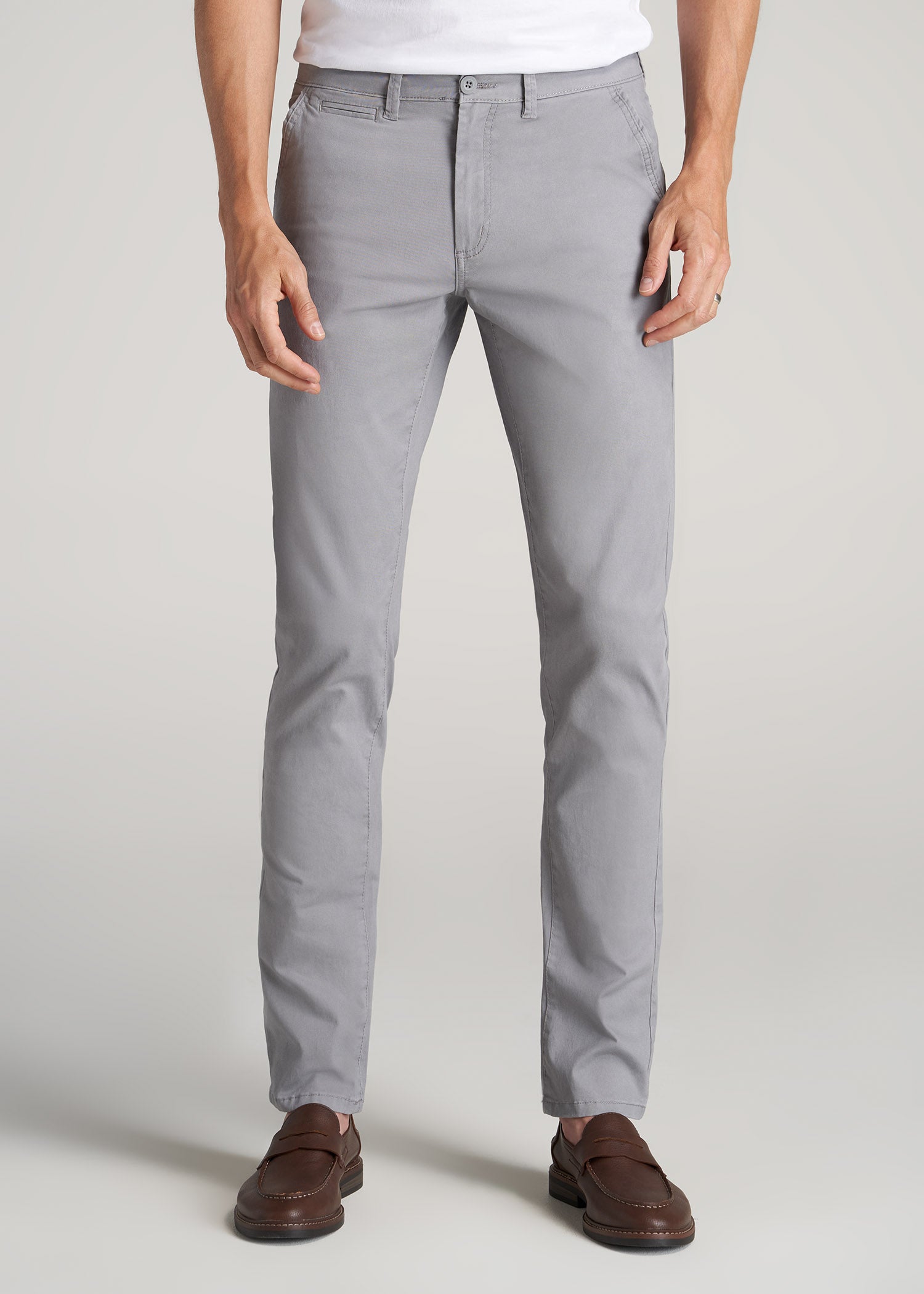 Carman TAPERED Chinos in Pebble Grey - Pants for Tall Men