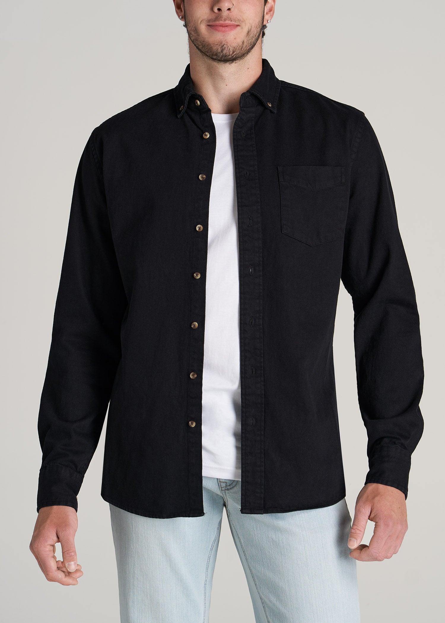 Men's Denim Shirt Casual Long Sleeve Men's Denim Jacket Washed Denim Short  Sleeve Shirt