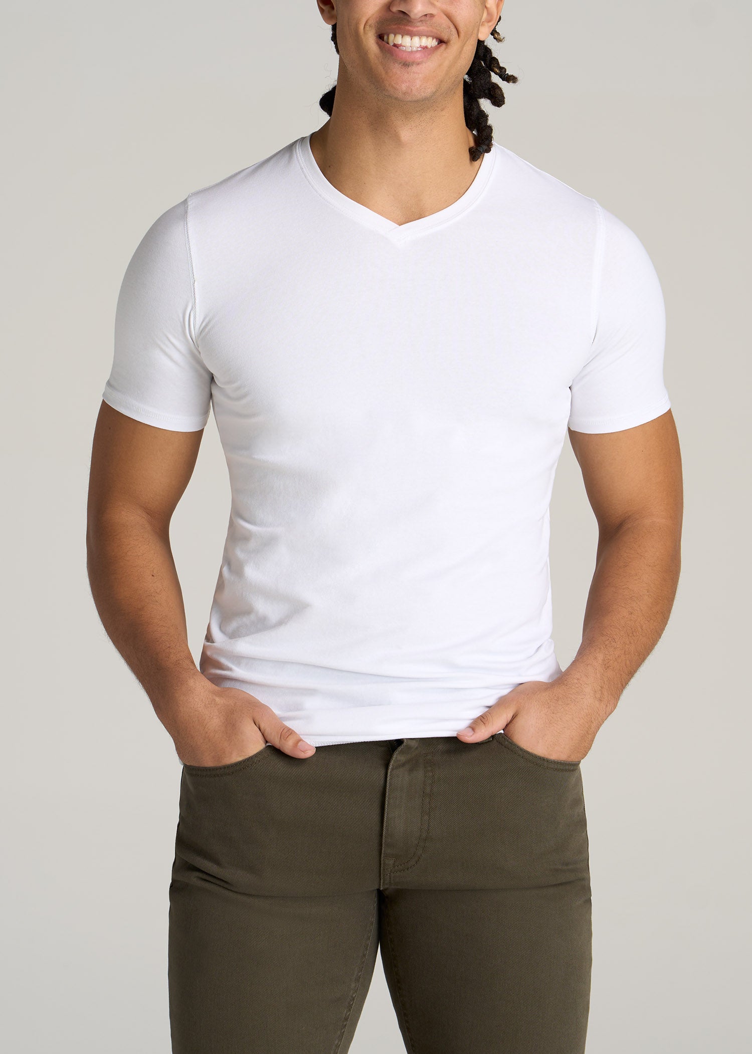 The Essential SLIM-FIT V-Neck Men's Tall Tees in White