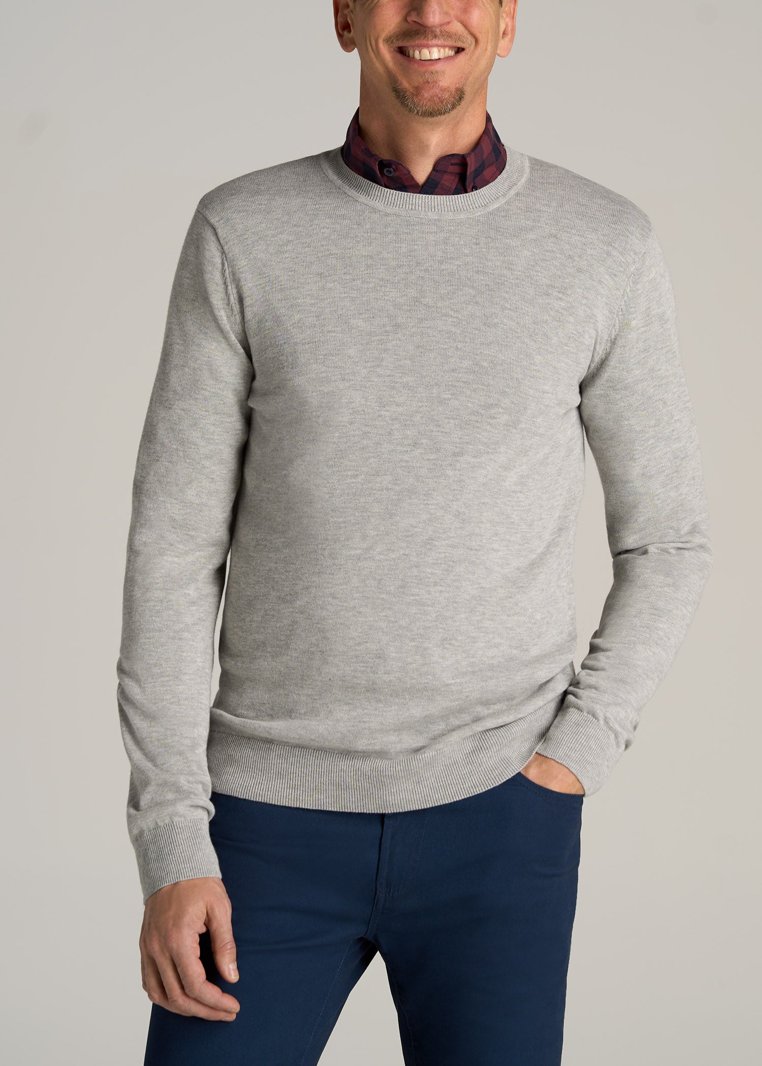 Everyday Crewneck Tall Men's Sweater in Grey Mix