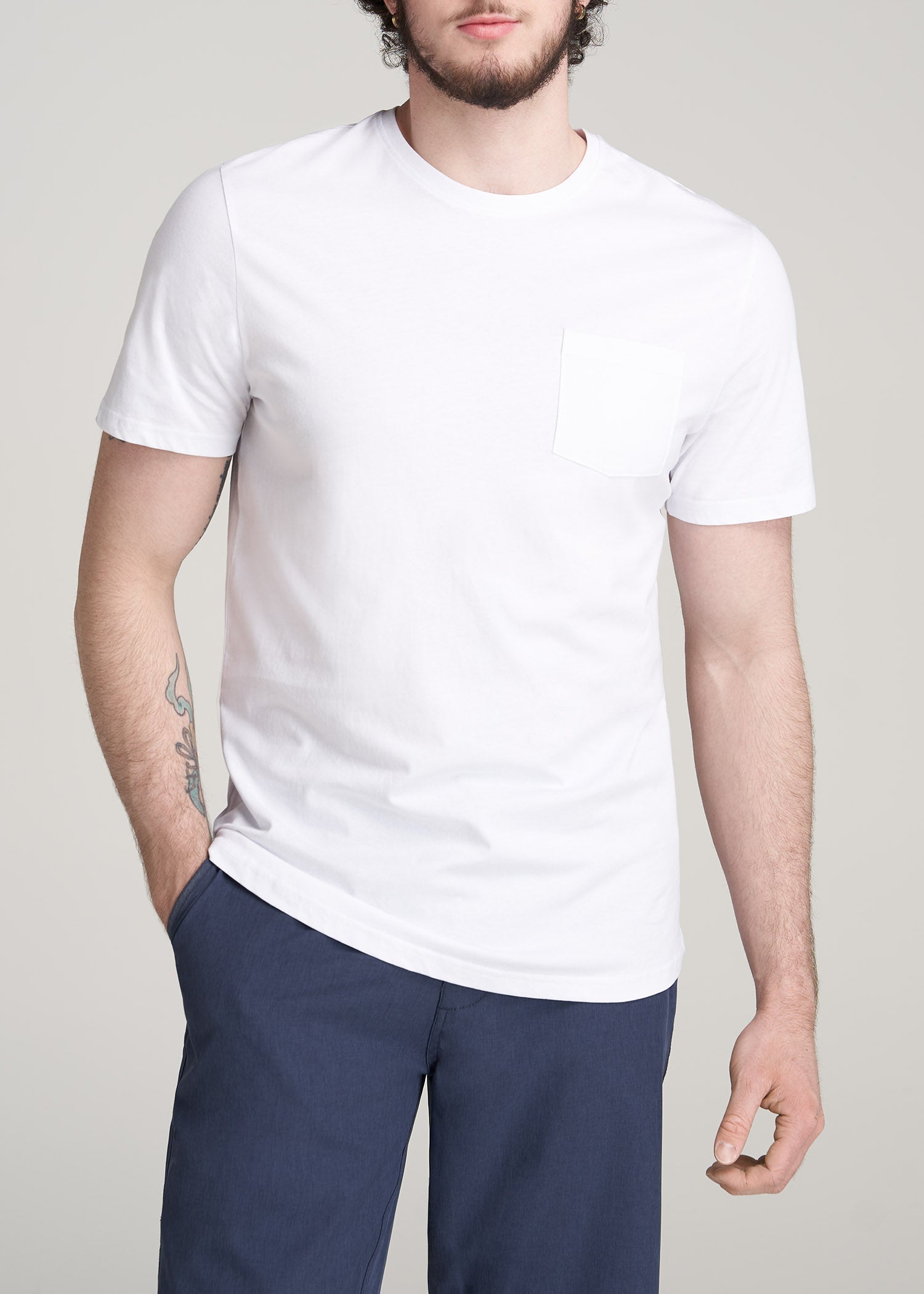 American Fit T-shirt: Men\'s Tall Pocket White Tee | American Tall