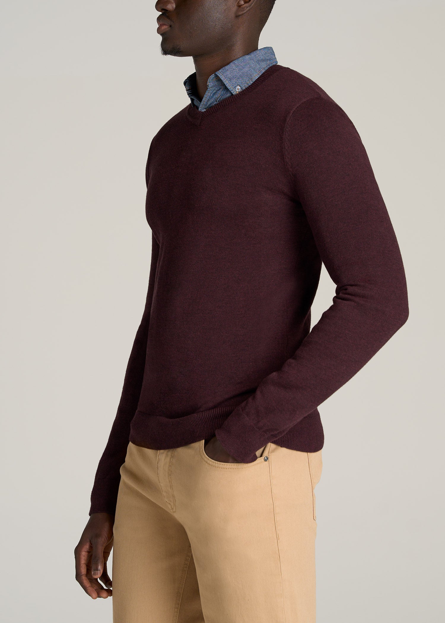 American-Tall-Men-Everyday-V-Neck-Sweater-Burgundy-Mix-side