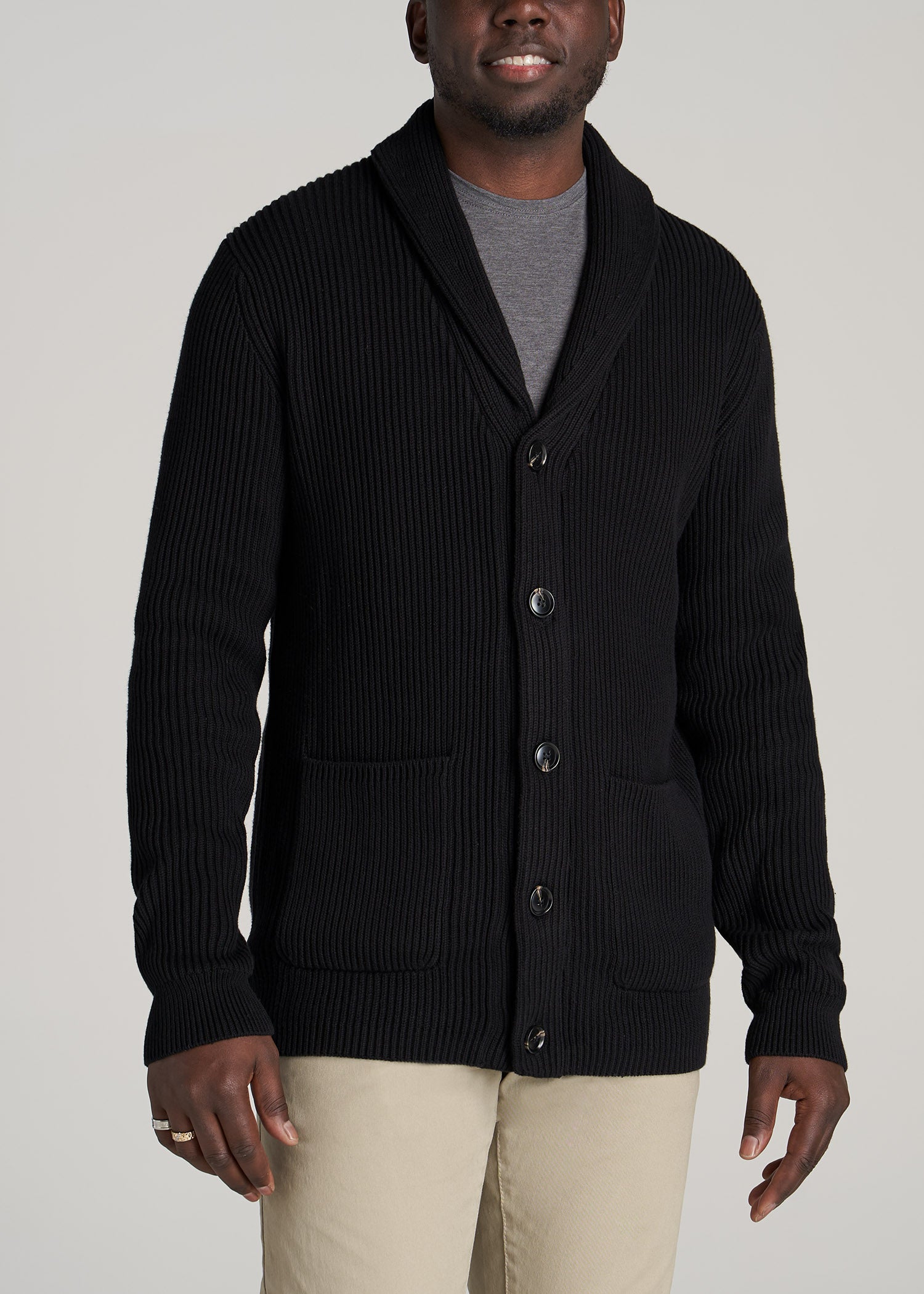 Accor onsdag Høre fra Cardigan Sweater Men: Black Heavy Knit Cardigan | American Tall