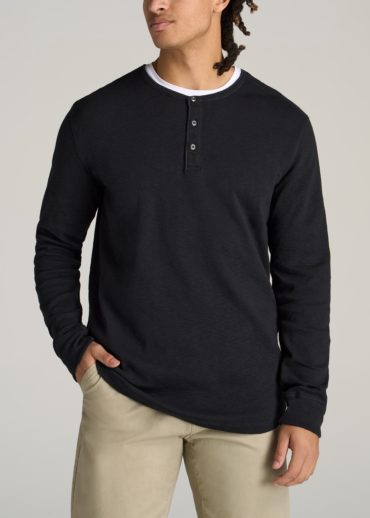Long Sleeve Tall Henley T-Shirt (Also Available in Extra Tall)