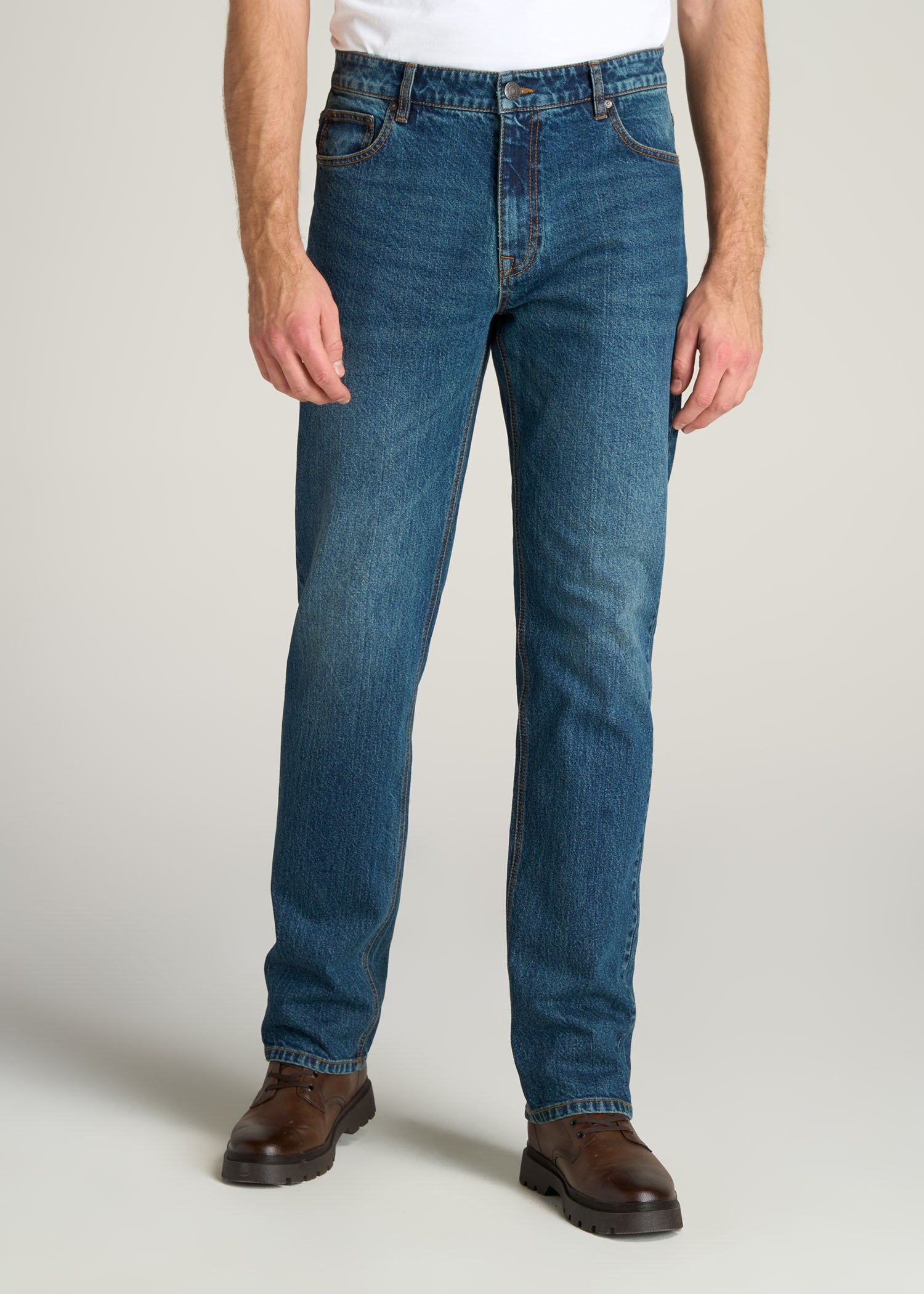 LJ&S STRAIGHT LEG Jeans for Tall Men in Machine Blue