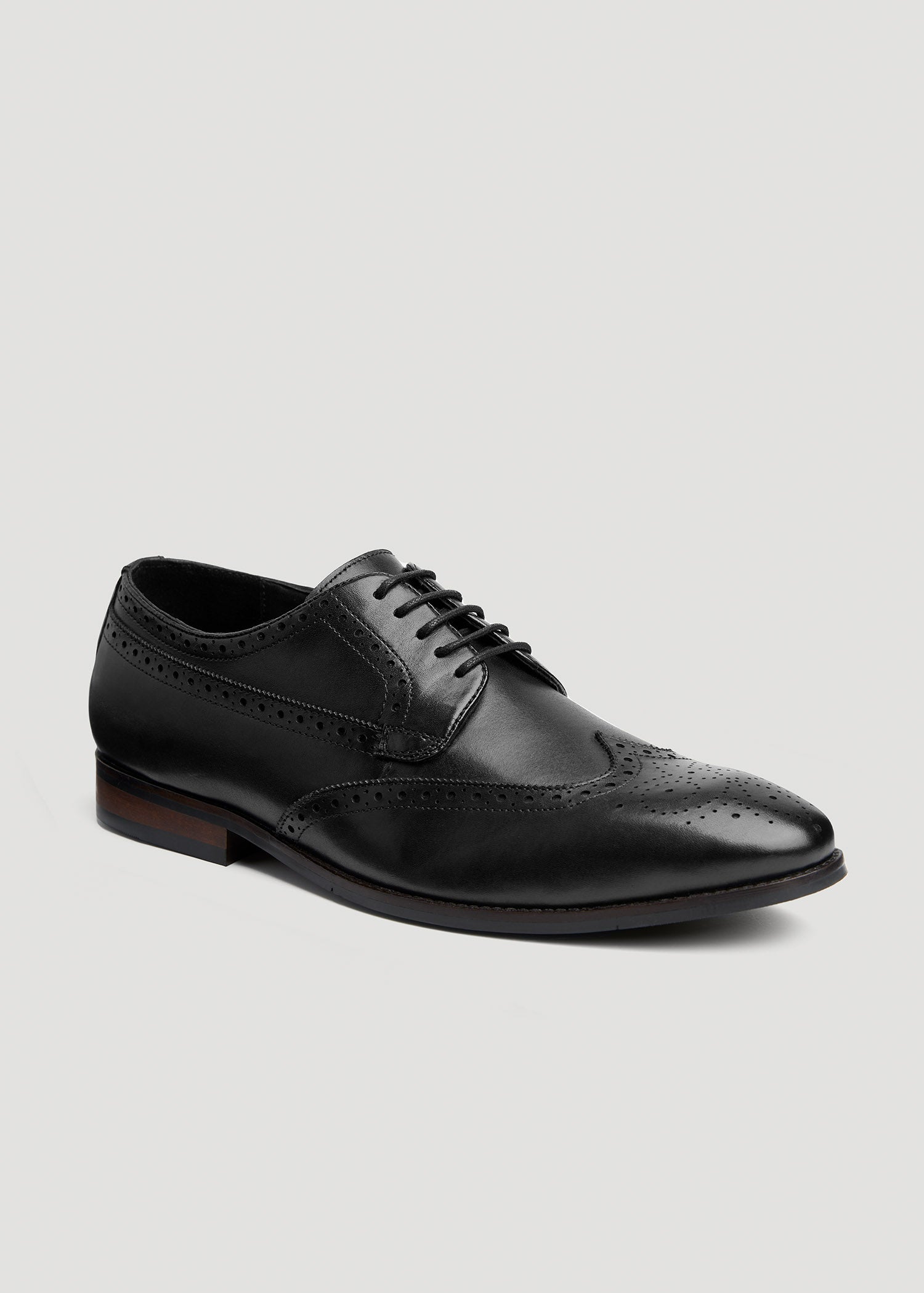 American-Tall-Men-Leather-Brogue-Oxford-Black-front