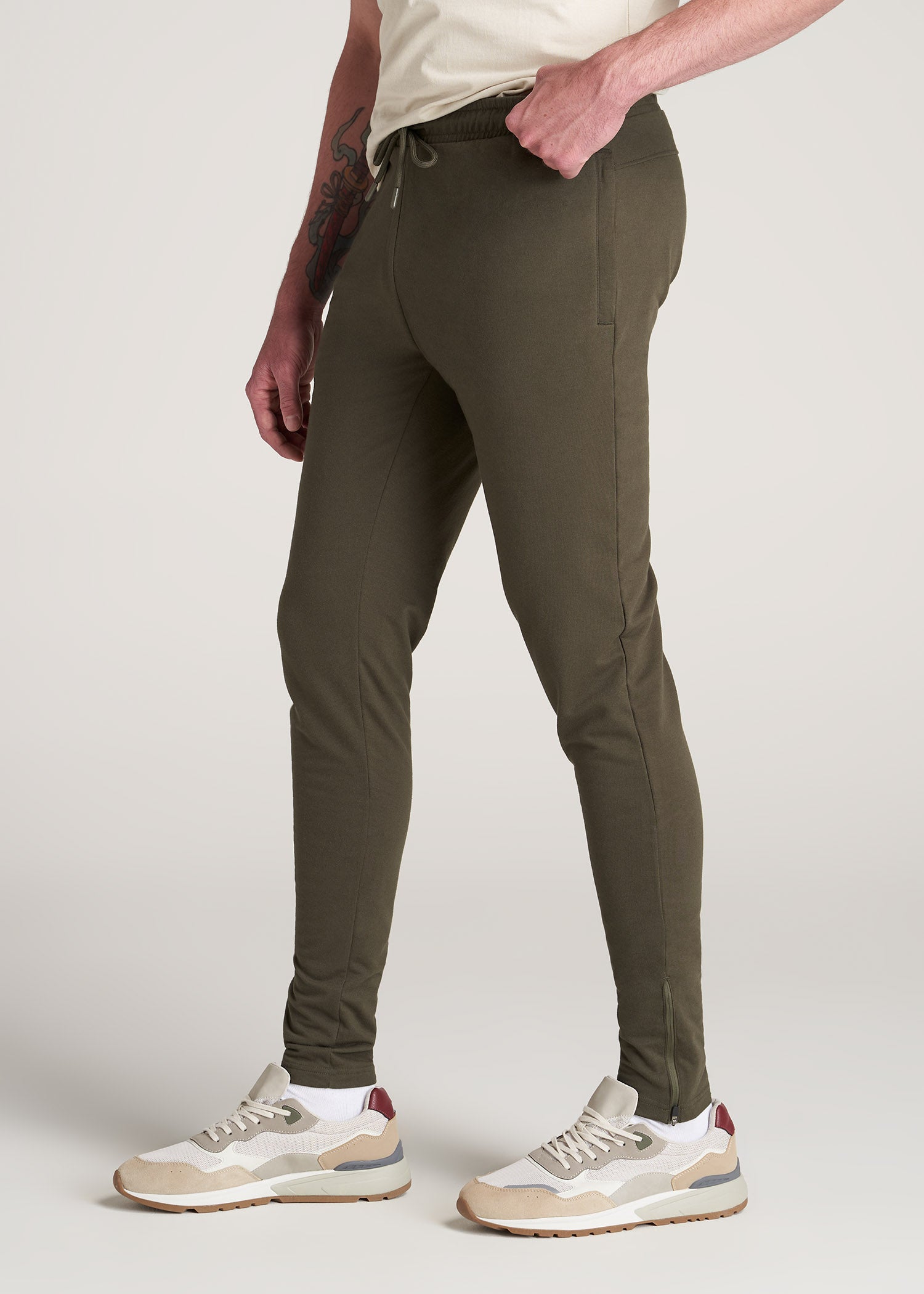 American-Tall-Men-Light-Weight-Tapered-French-Terry-Jogger-Camo-Green-side