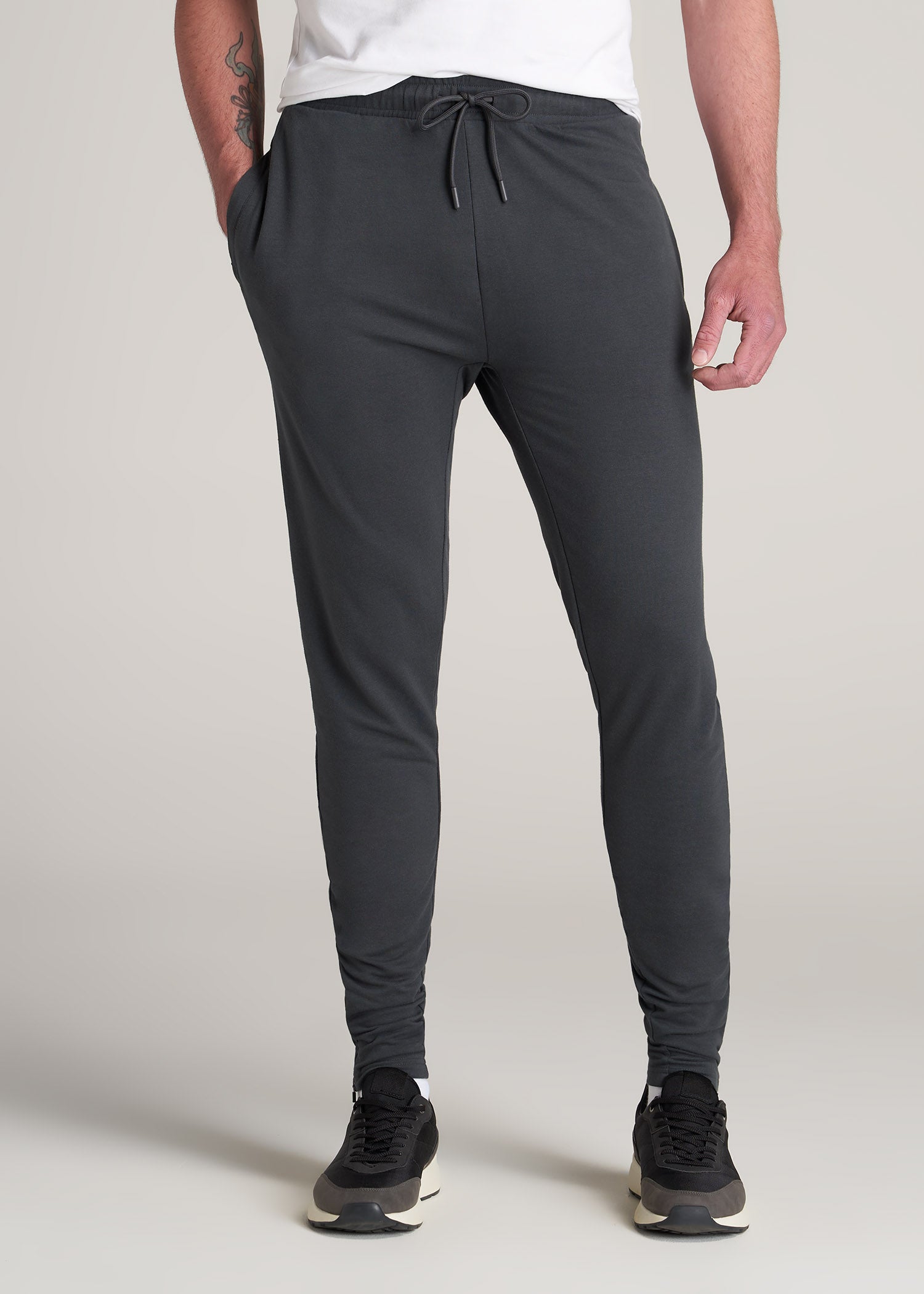 SLIM-FIT Lightweight French Terry Joggers for Tall Men in Iron Grey