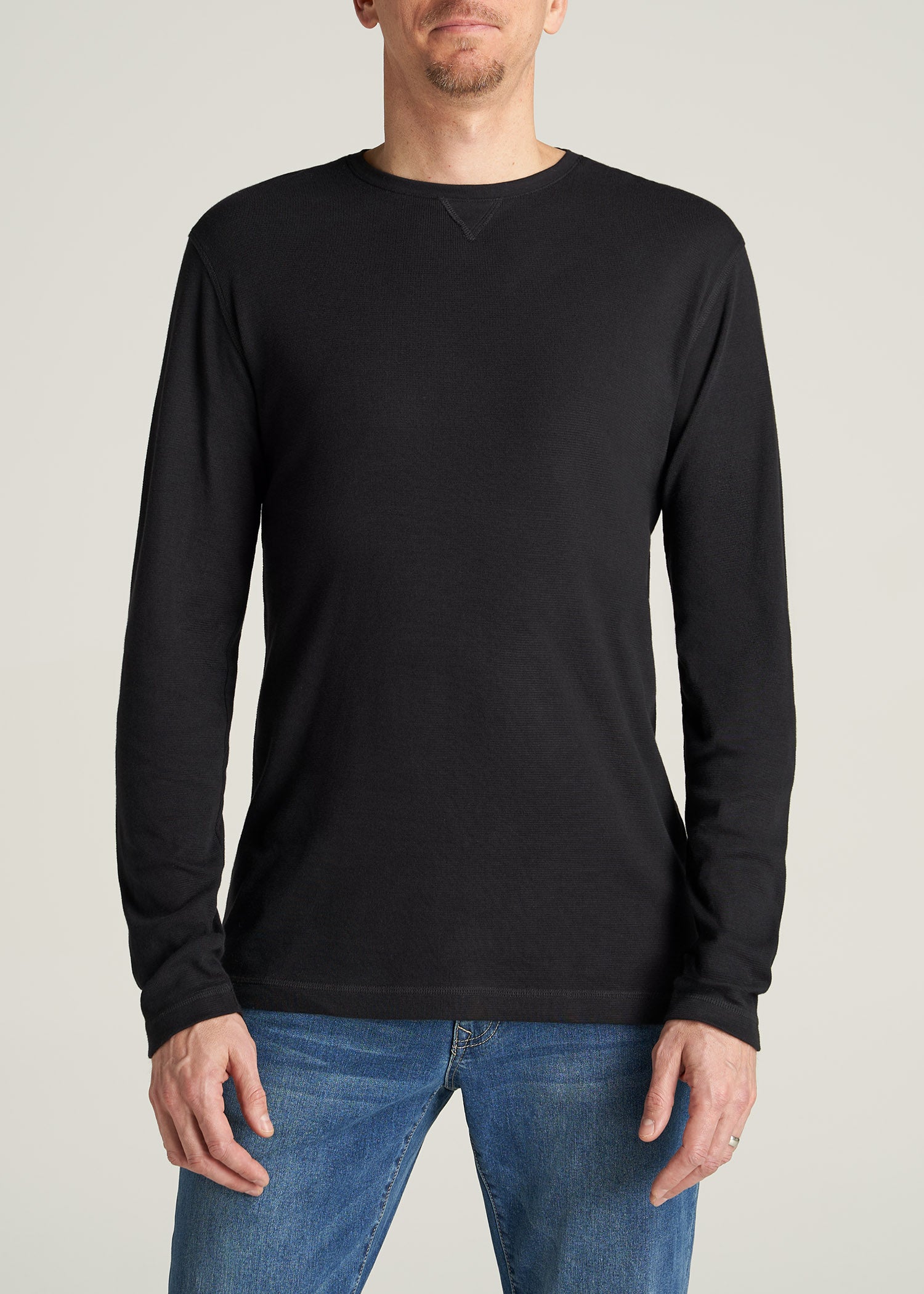 Lightweight Waffle Tall Long Sleeve Shirt in Black 2XL / Extra Tall / Black