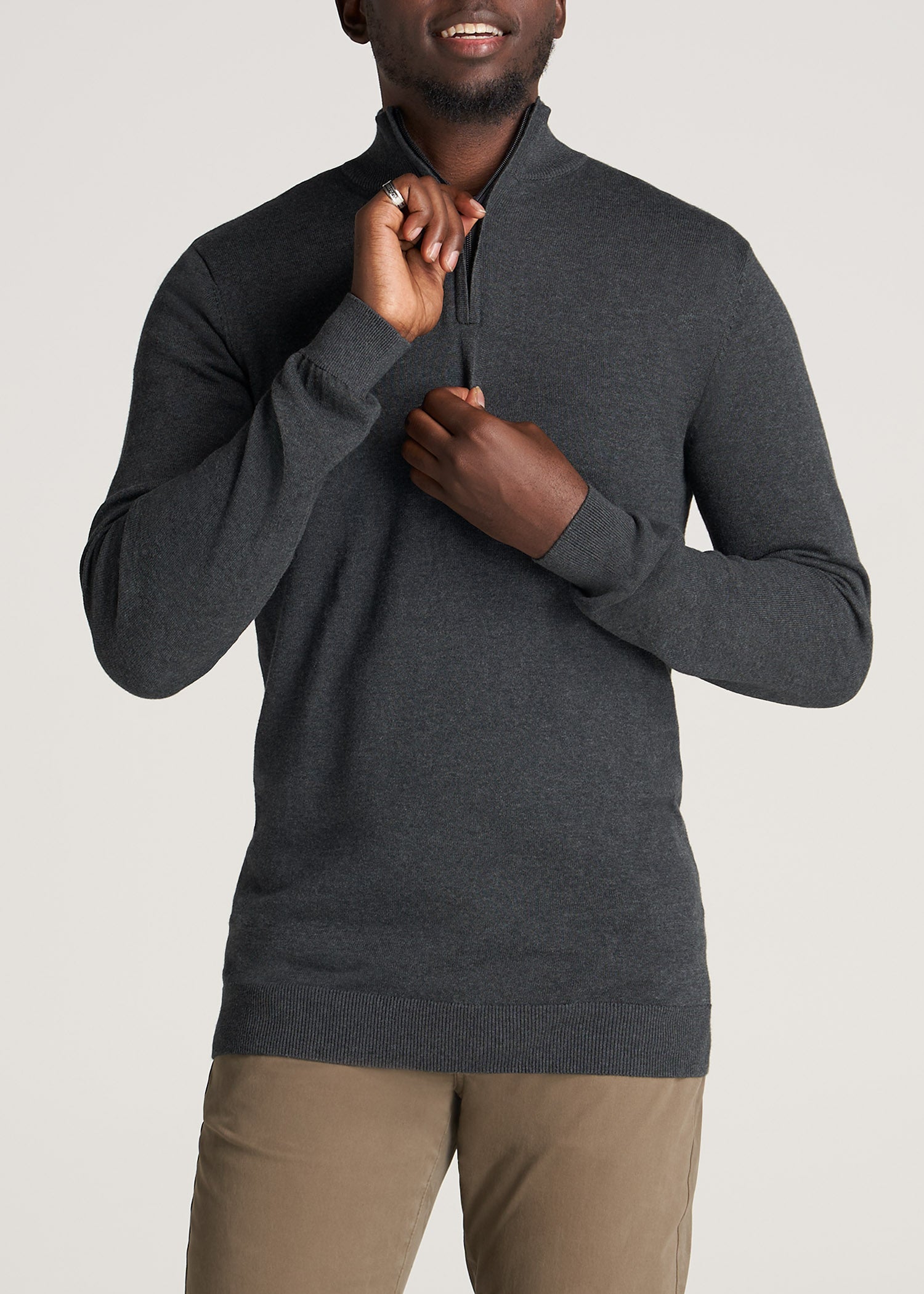 http://americantall.com/cdn/shop/products/American-Tall-Men-Mens-EveryDay-QuarterZip-Sweater-CharcoalMix-front.jpg?v=1633537489