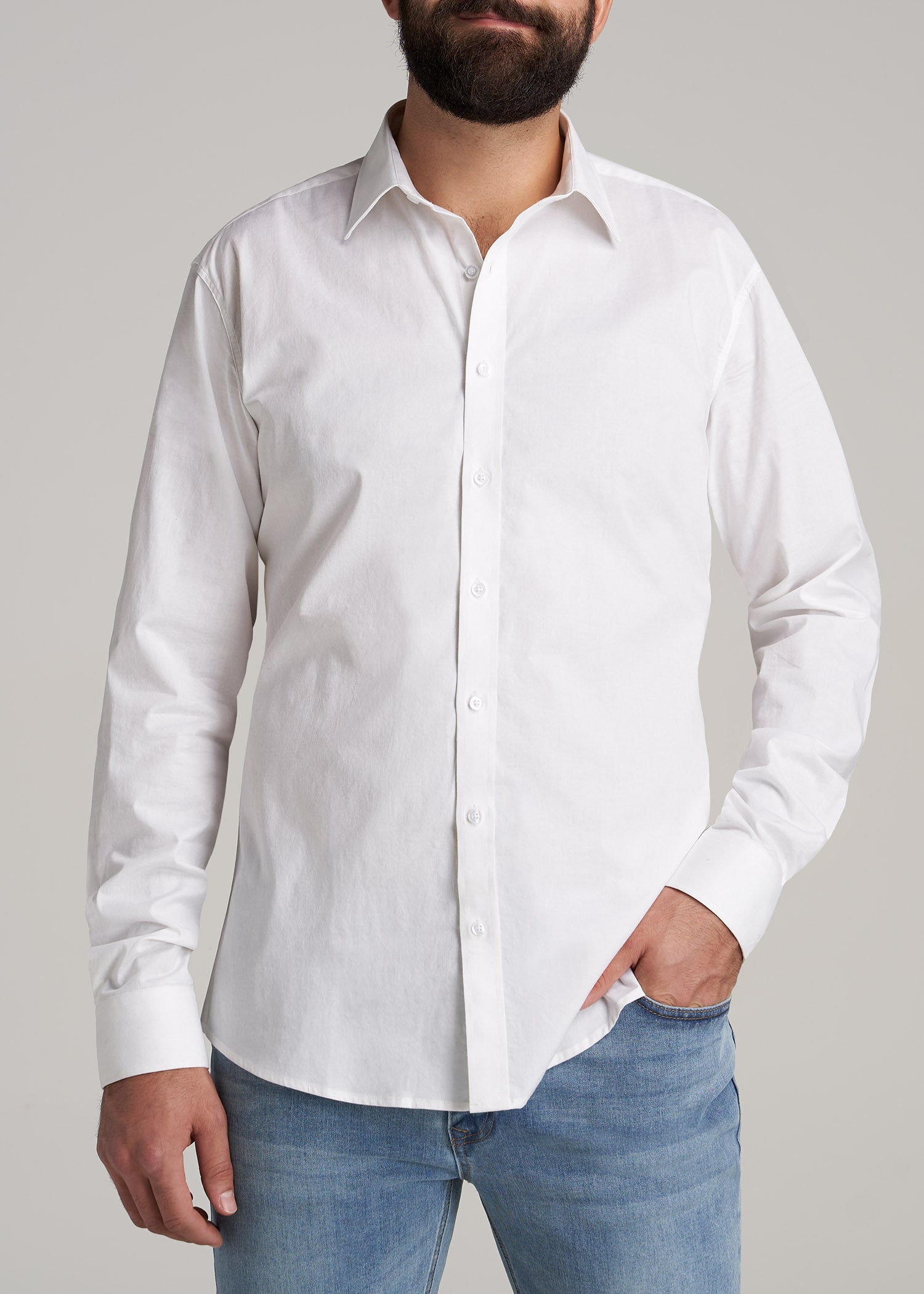 Mens Tall Shirts: Men's Tall Easy Care Bright White Shirts – American Tall