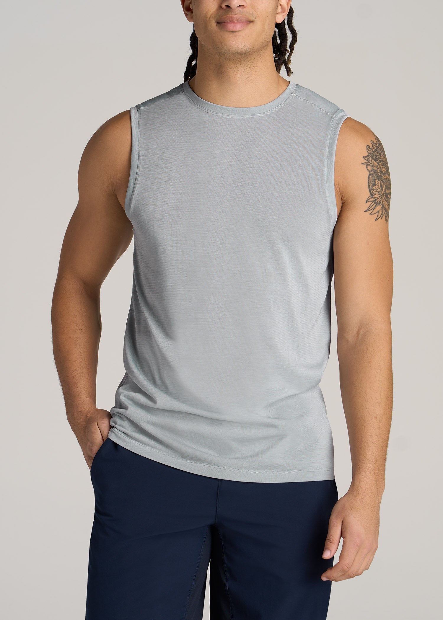 Mens Tek Gear Dry Tek Gray Muscle Tank Top Shirt Size Large