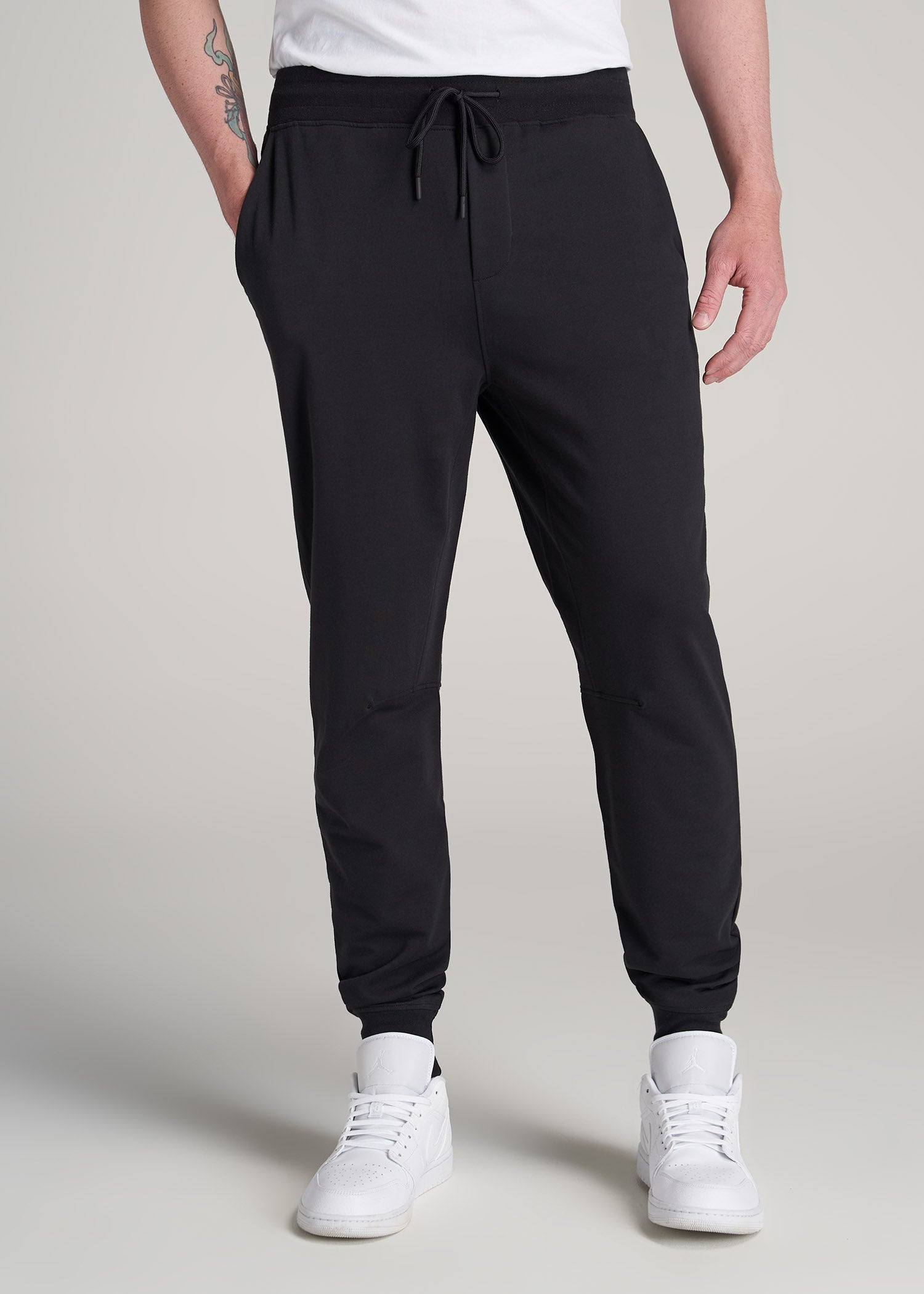 American-Tall-Men-Performance-Tapered-French-Terry-Jogger-Black-front