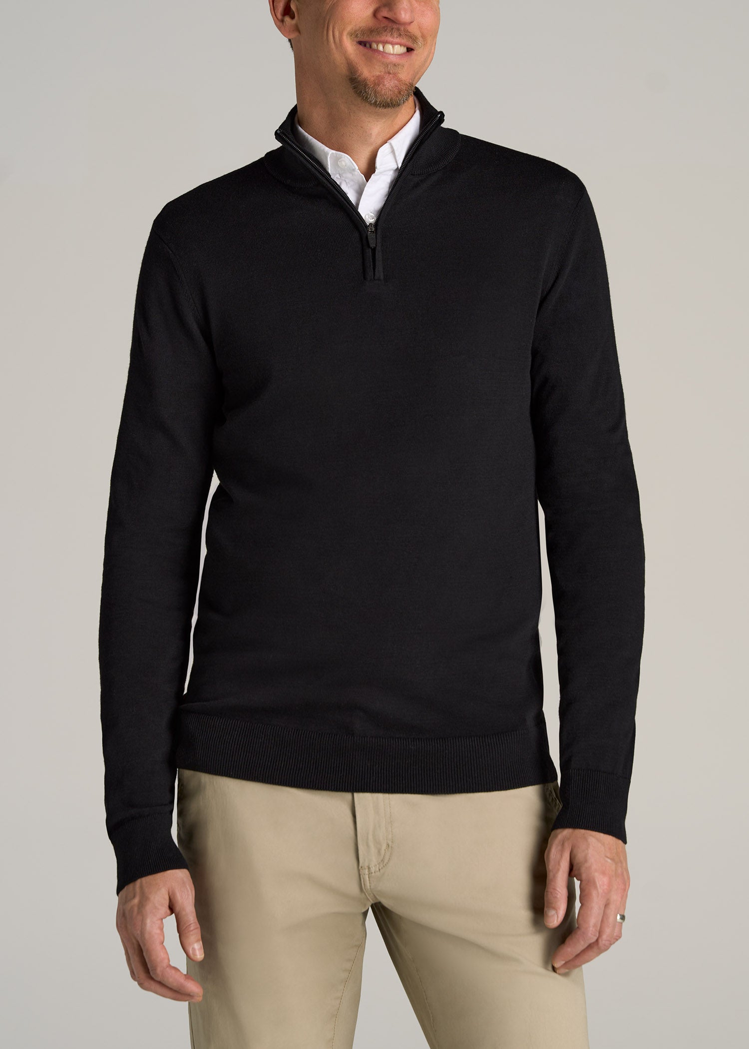 Everyday Quarter-Zip Tall Men's Sweater in Black