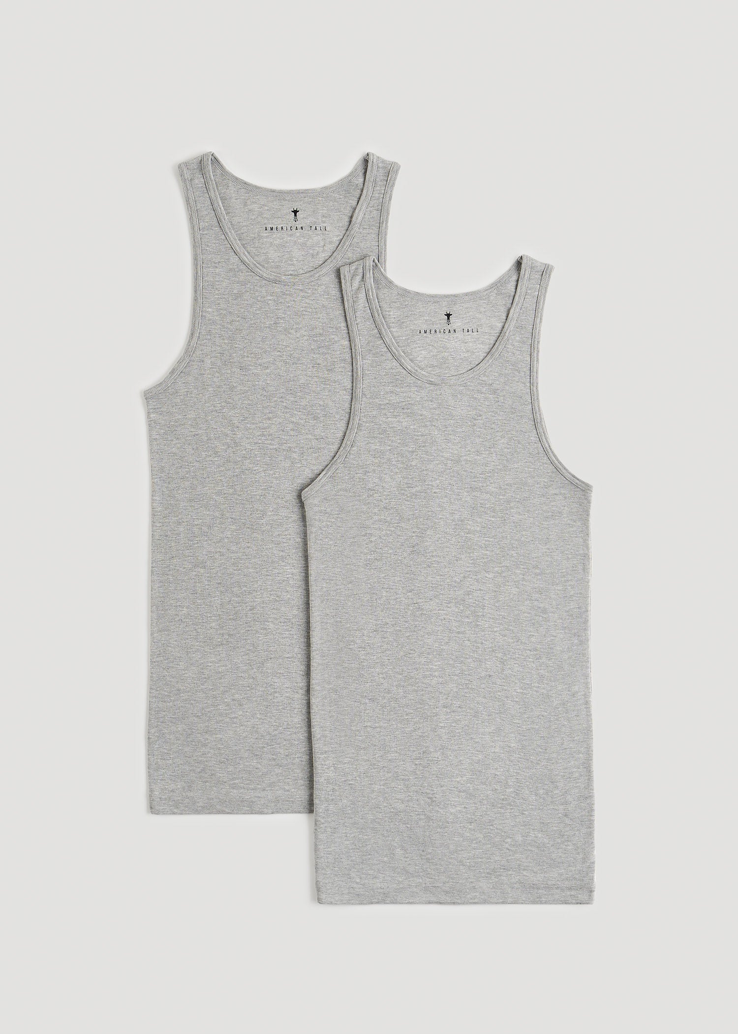 Men's Tall Ribbed Undershirt Tank Top in Grey Mix (2-Pack)