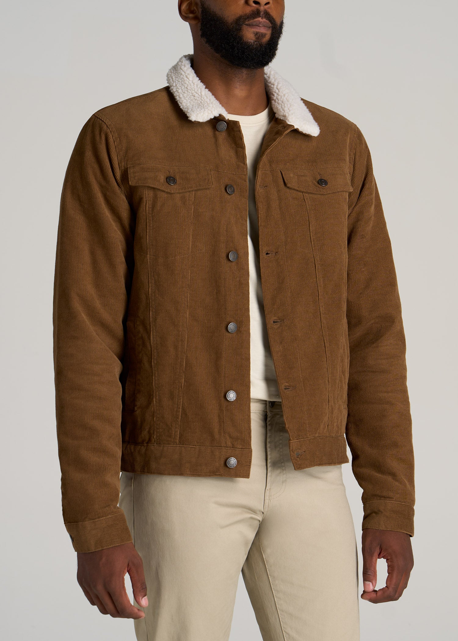 Fur Fleece Lined Shearling Corduroy Trucker Jacket