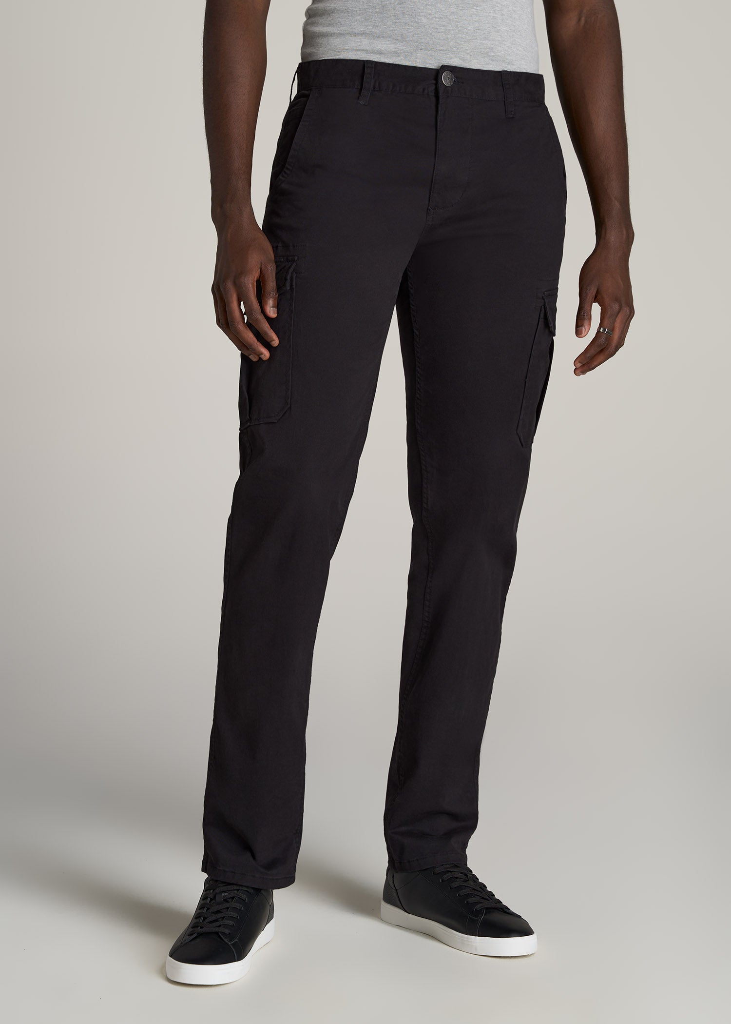 Stretch Twill SLIM-FIT Cargo Pants for Tall Men in Black