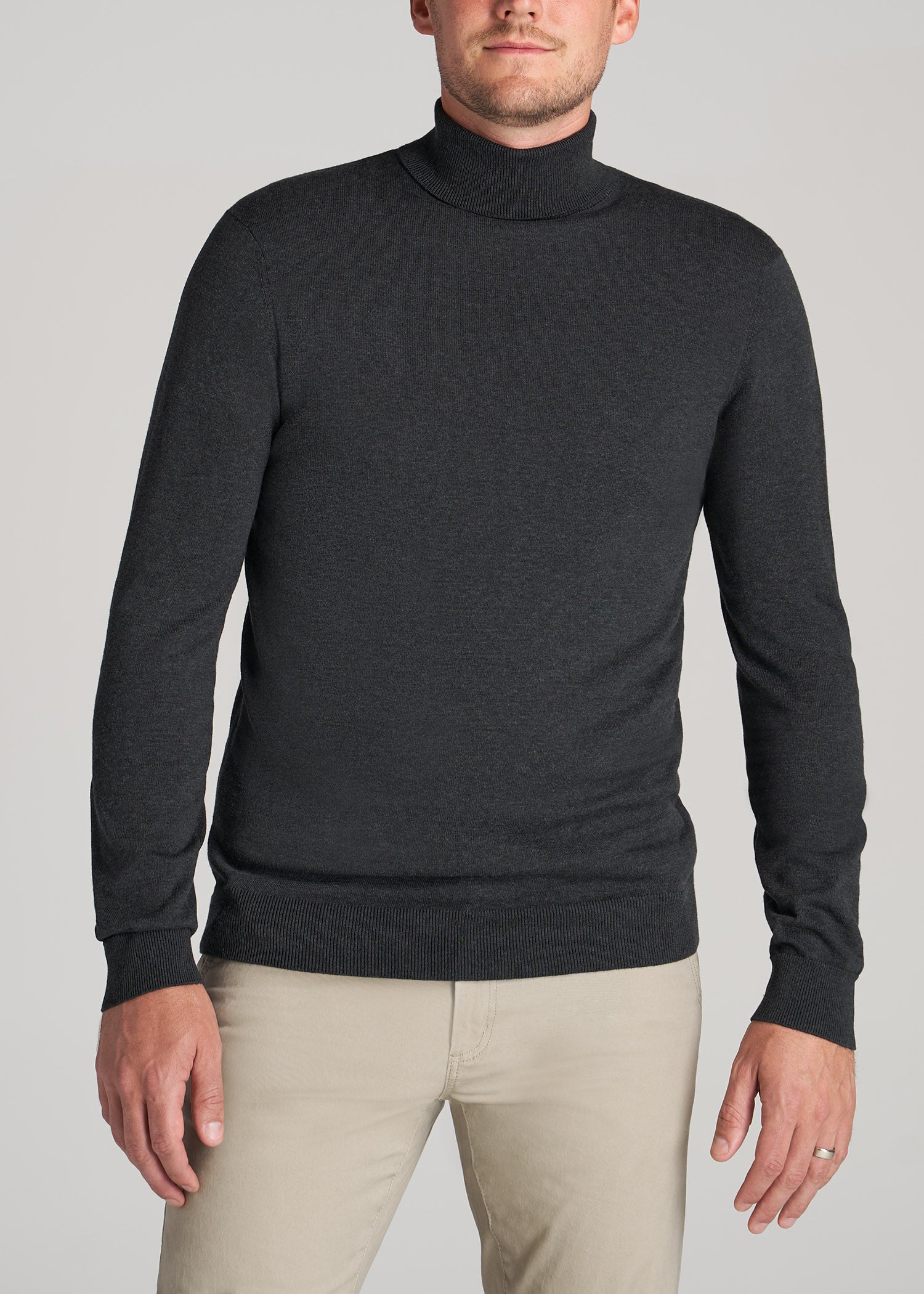 Men's Tall Turtleneck Sweater in Charcoal Mix