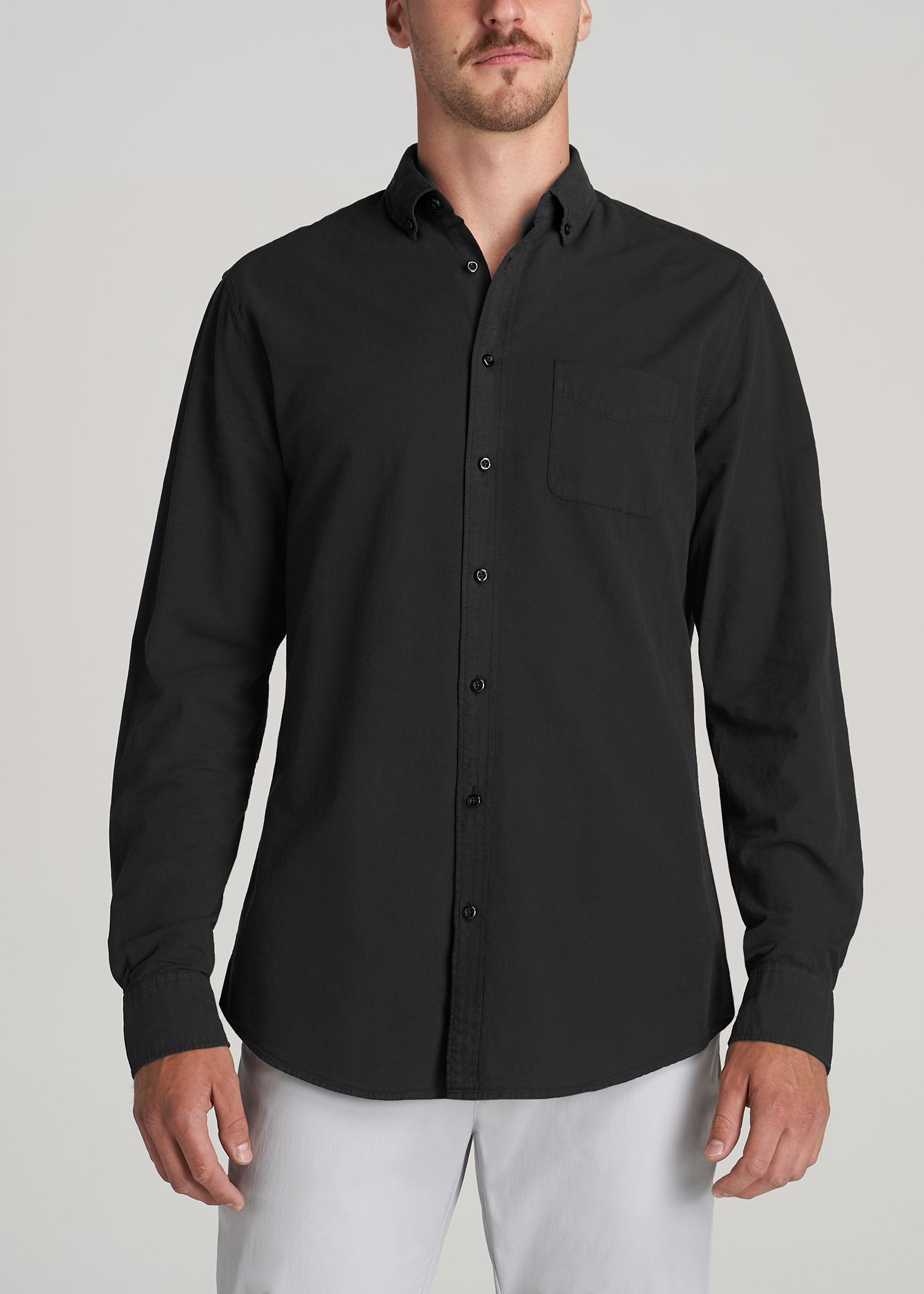 Washed Oxford Shirt For Tall Men Black