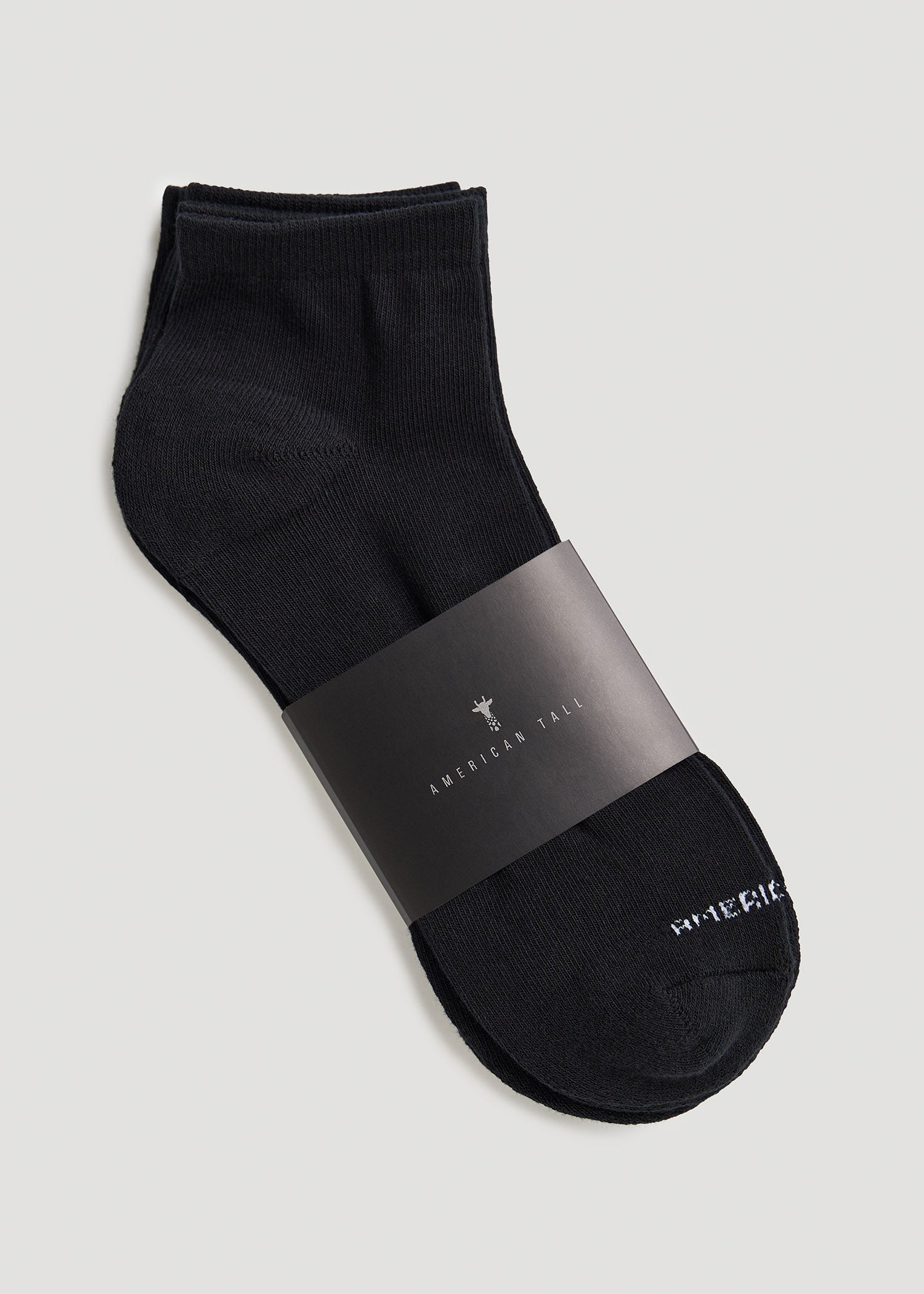 American-Tall-Mens-Athletic-Low-Ankle-Socks-X-Large-Size-14-17-Black-3-Pack-front