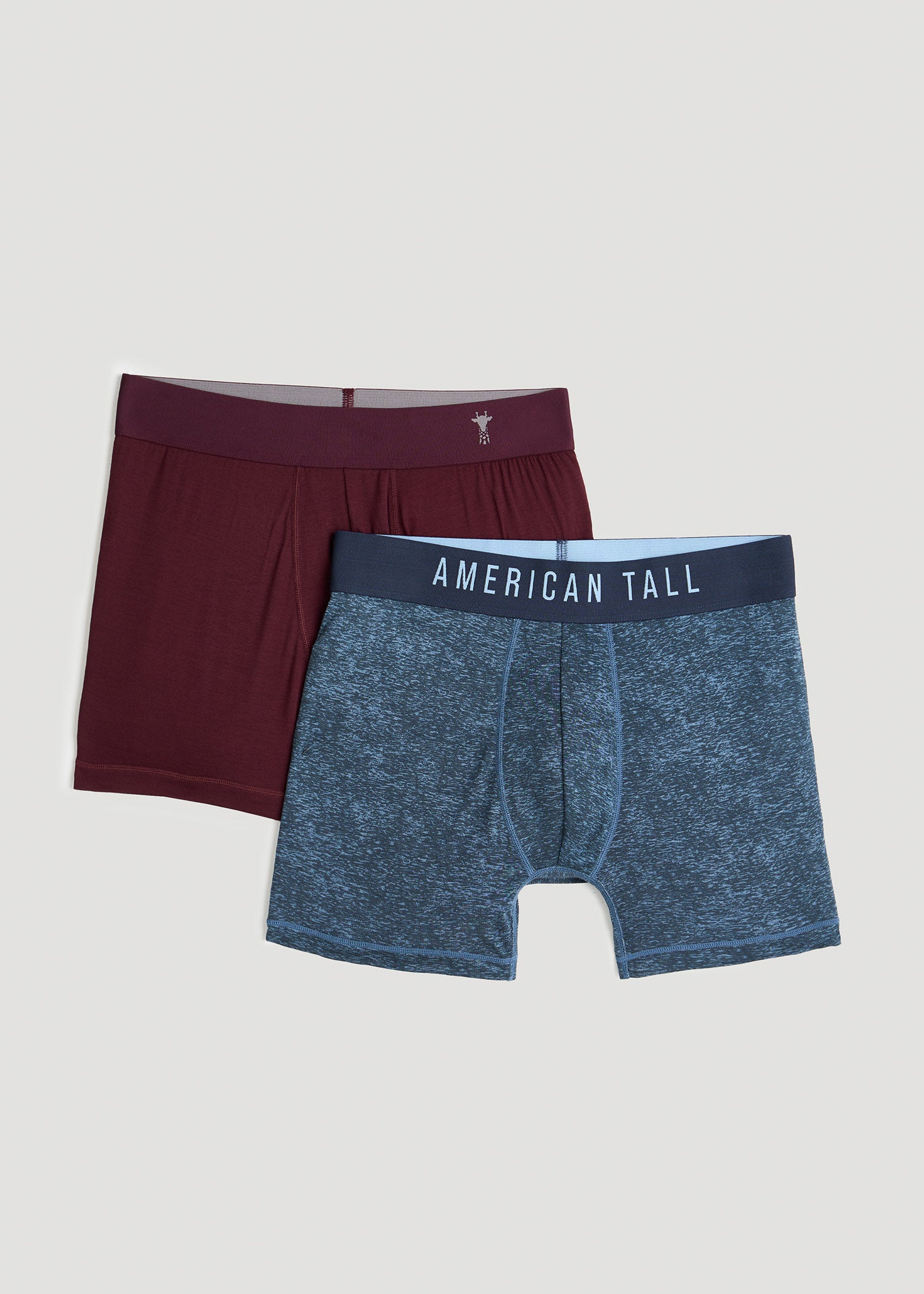 Micro Modal Extra-Long Boxer Briefs in Lake Print & Aubergine (2-Pack)