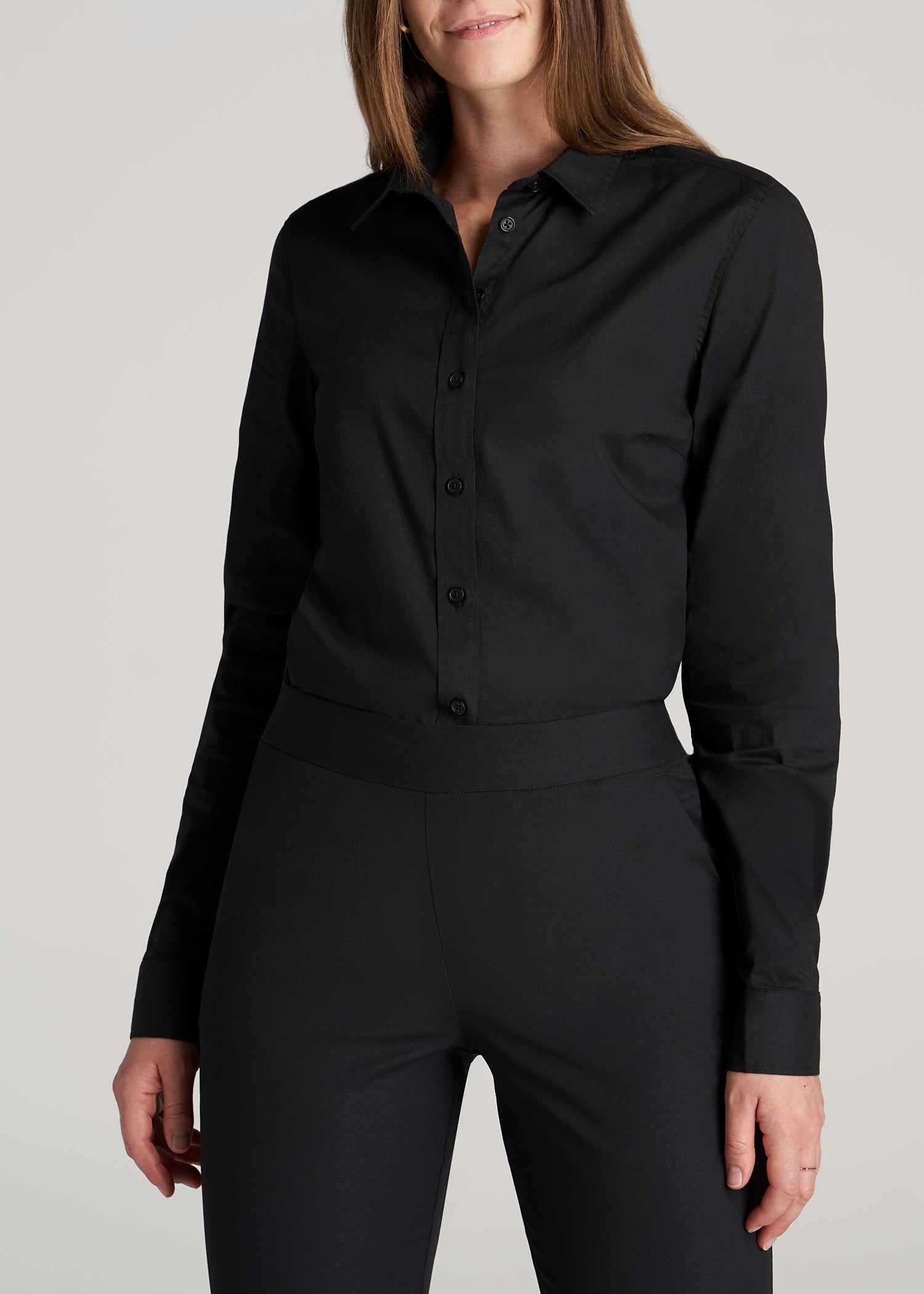 Women's Black Long Sleeve Shirt With Built in Bra 