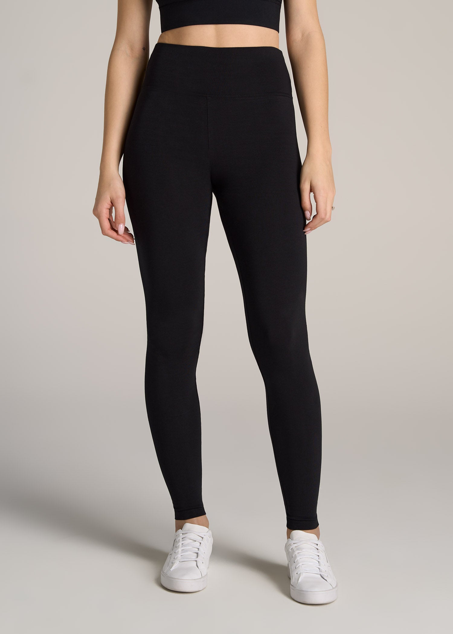 American-Tall-Women-Cotton-Leggings-Black-front