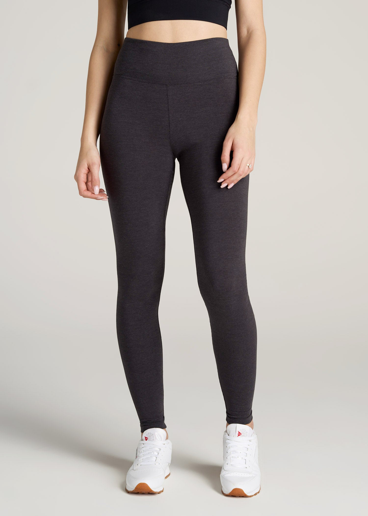 American-Tall-Women-Cotton-Leggings-Shadow-Grey-Mix-front
