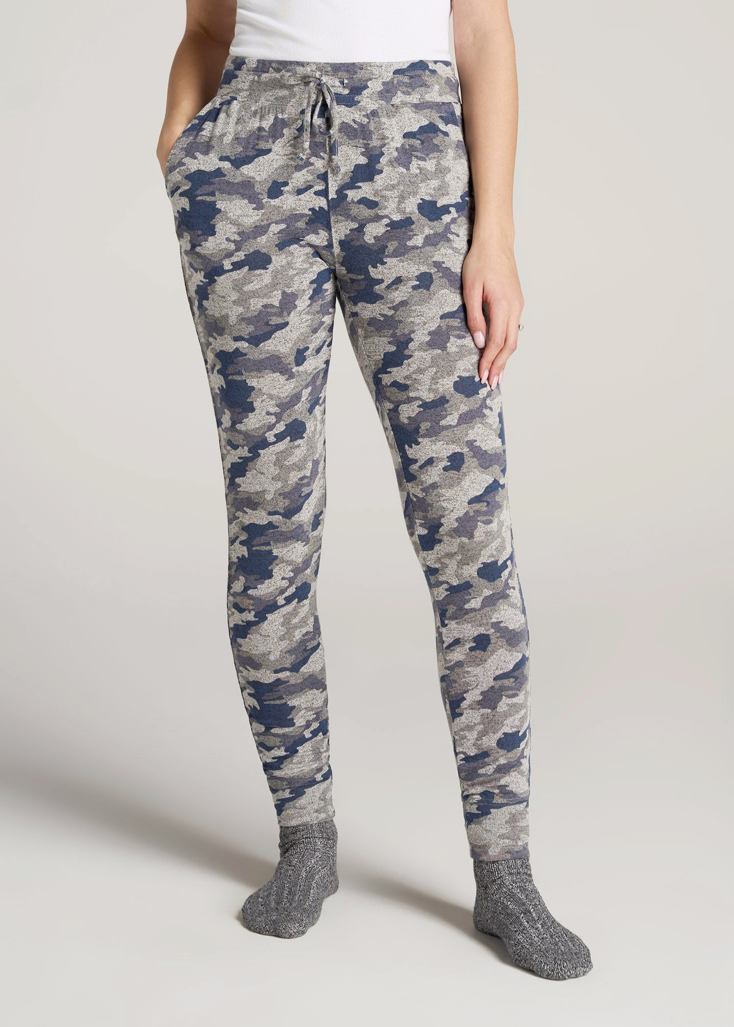 Balance Pocket Joggers for Tall Women in Grey Camo