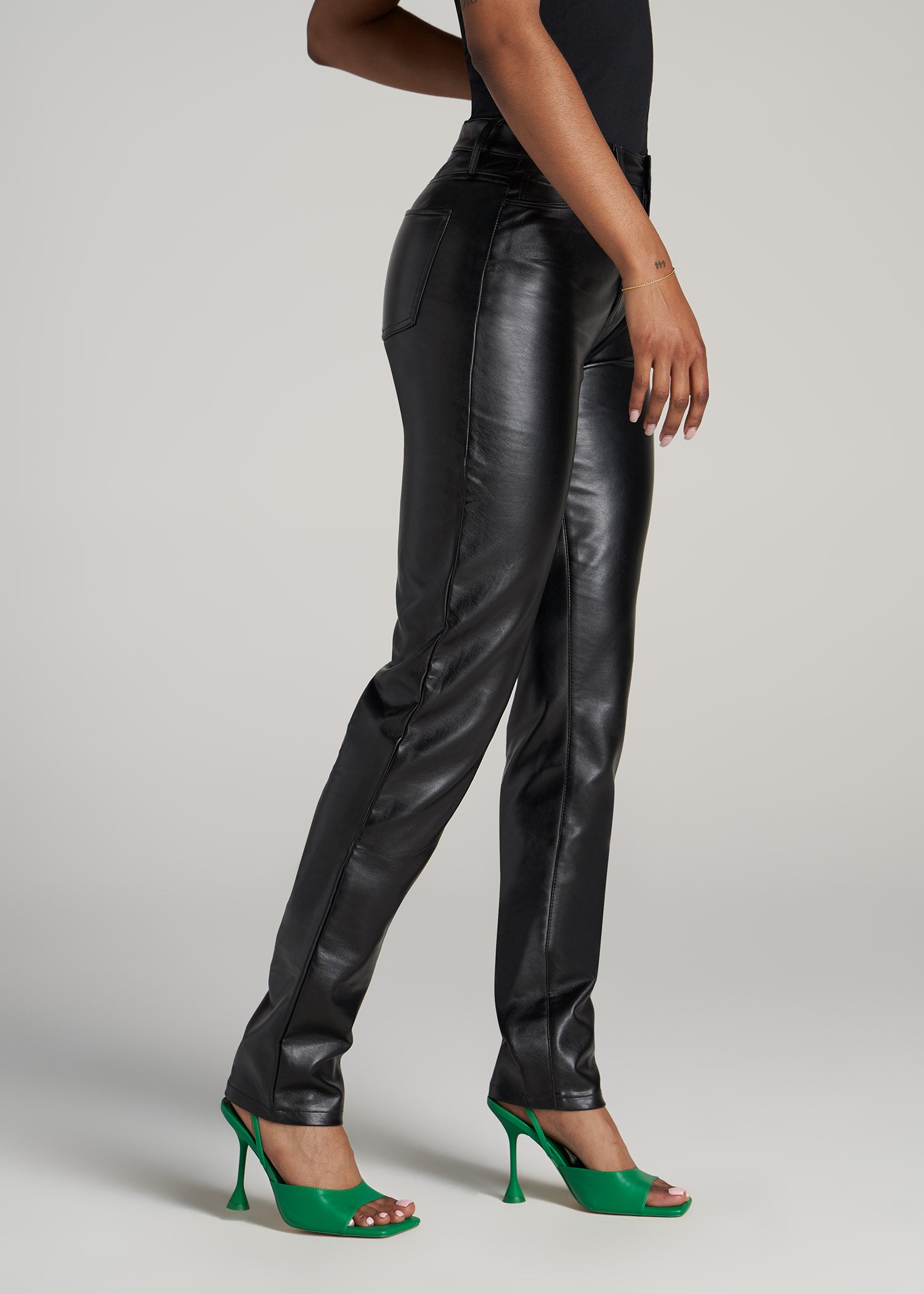 American-Tall-Women-Faux-Leather-Skinny-Pants-Black-side