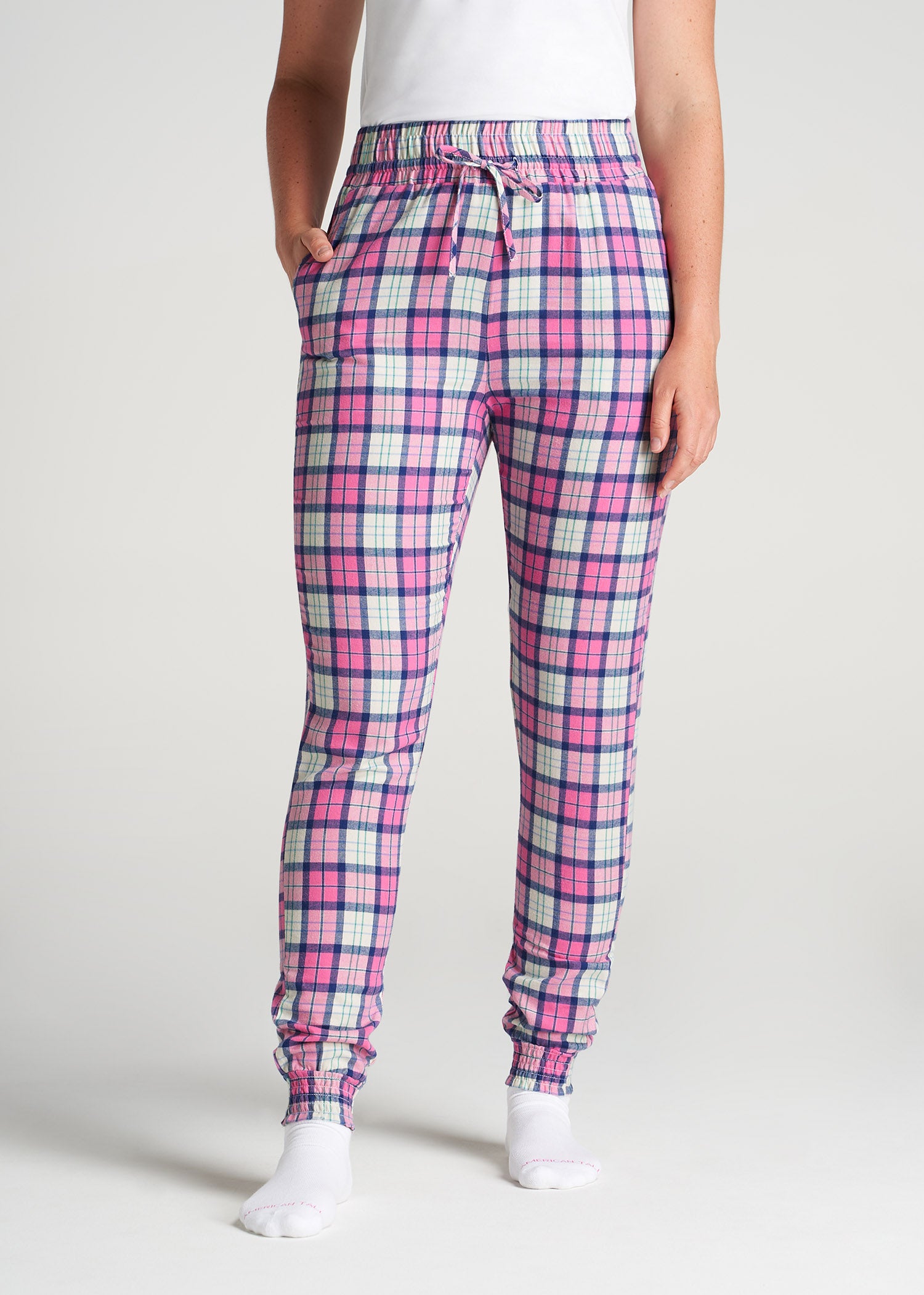 Flannel Women's Tall Pajama Pants In Pink Plaid, 42% OFF