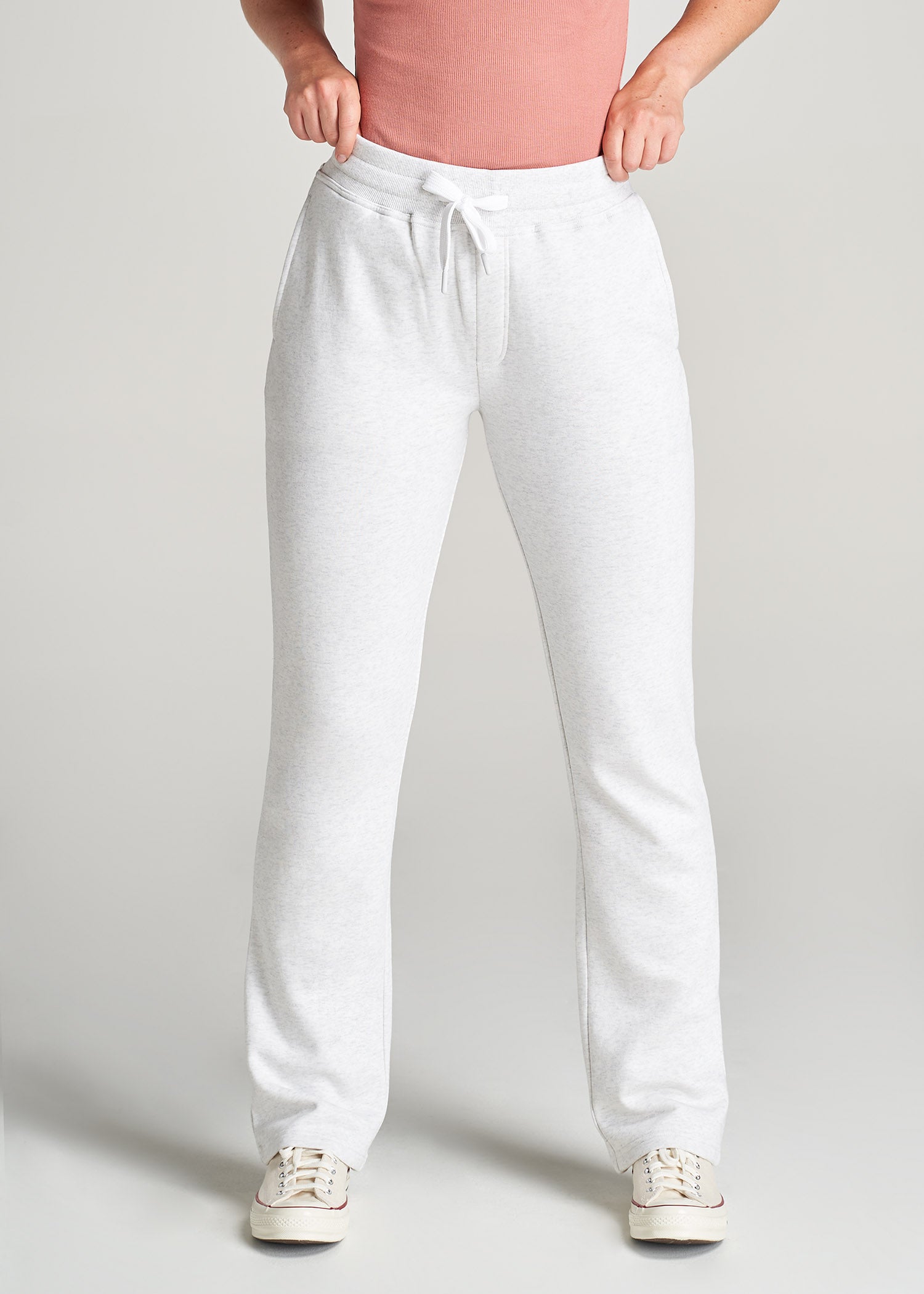 Women Tall Fleece Open Bottom Pant Heather Cloud White