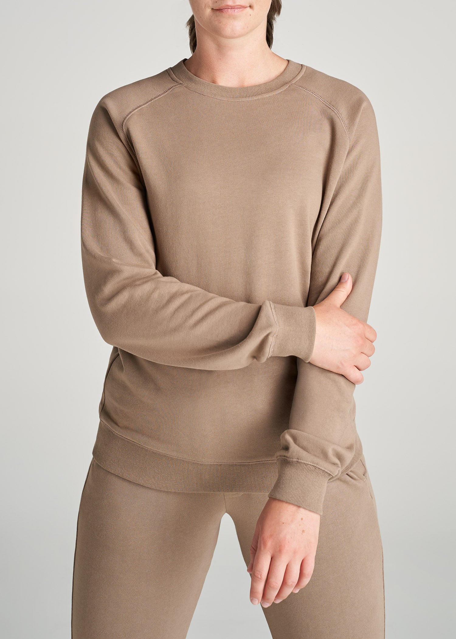 Cardigan For Women Women's French Terry Blouson Sleeve Crewneck