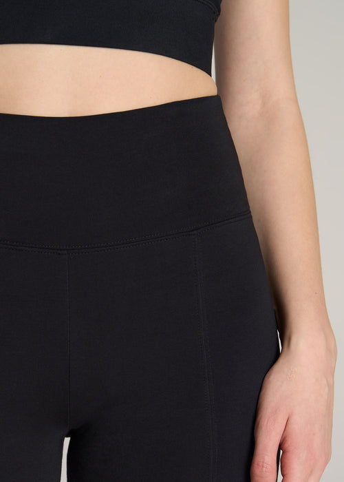 American-Tall-Women-High-Rise-Split-Flare-Cotton-Legging-Black-detail