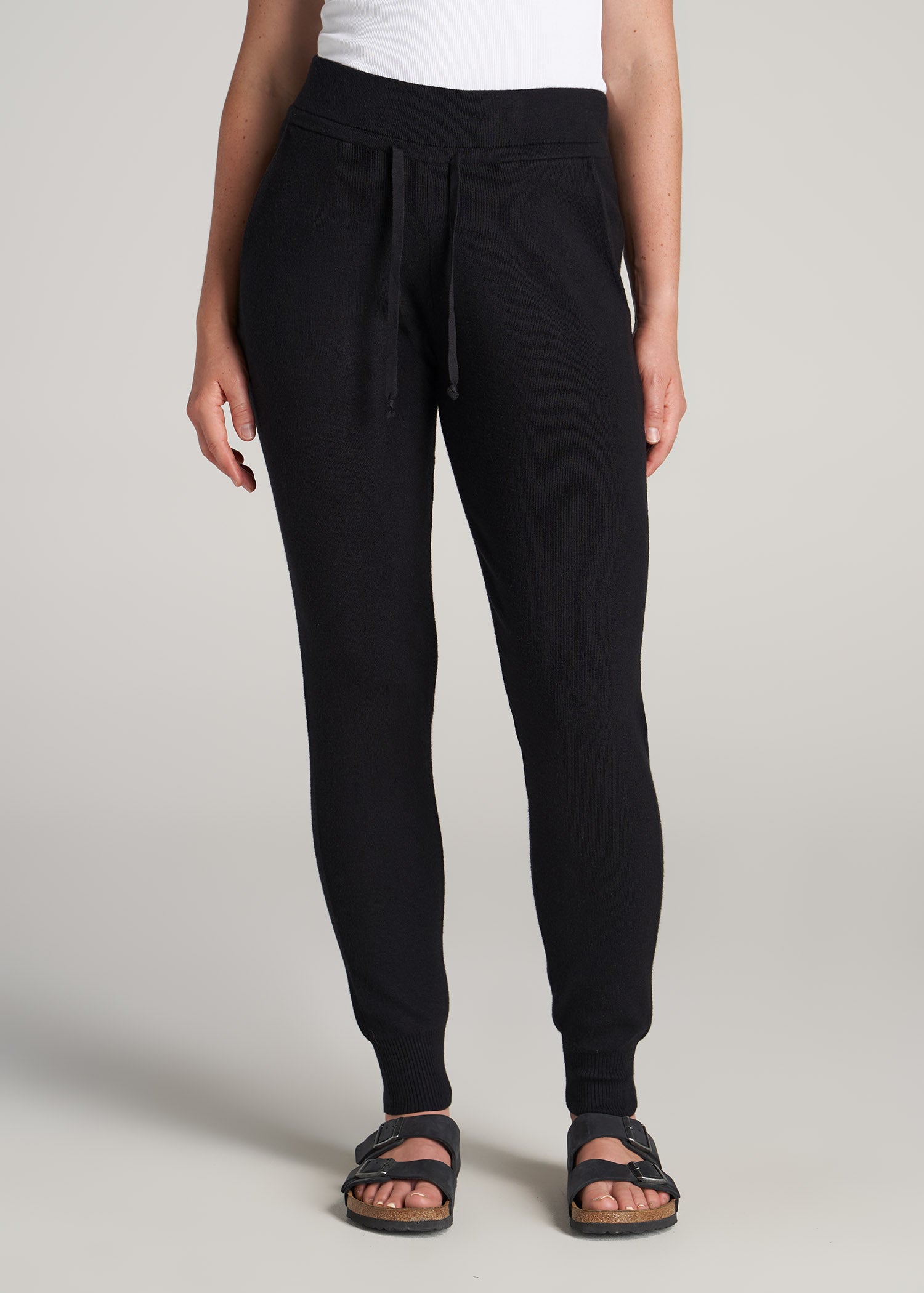 American-Tall-Women-Knit-Lounge-Jogger-Black-front