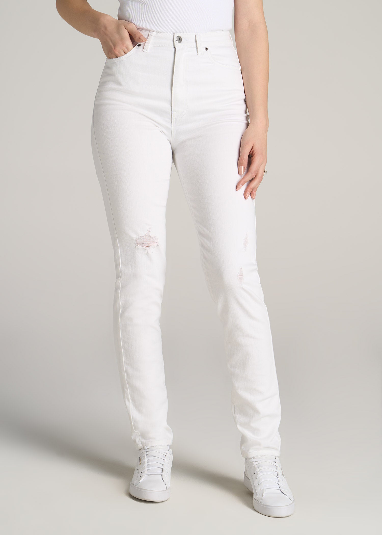 Women's Tall White Jeans Lola Ultra High Rise Slim – American Tall