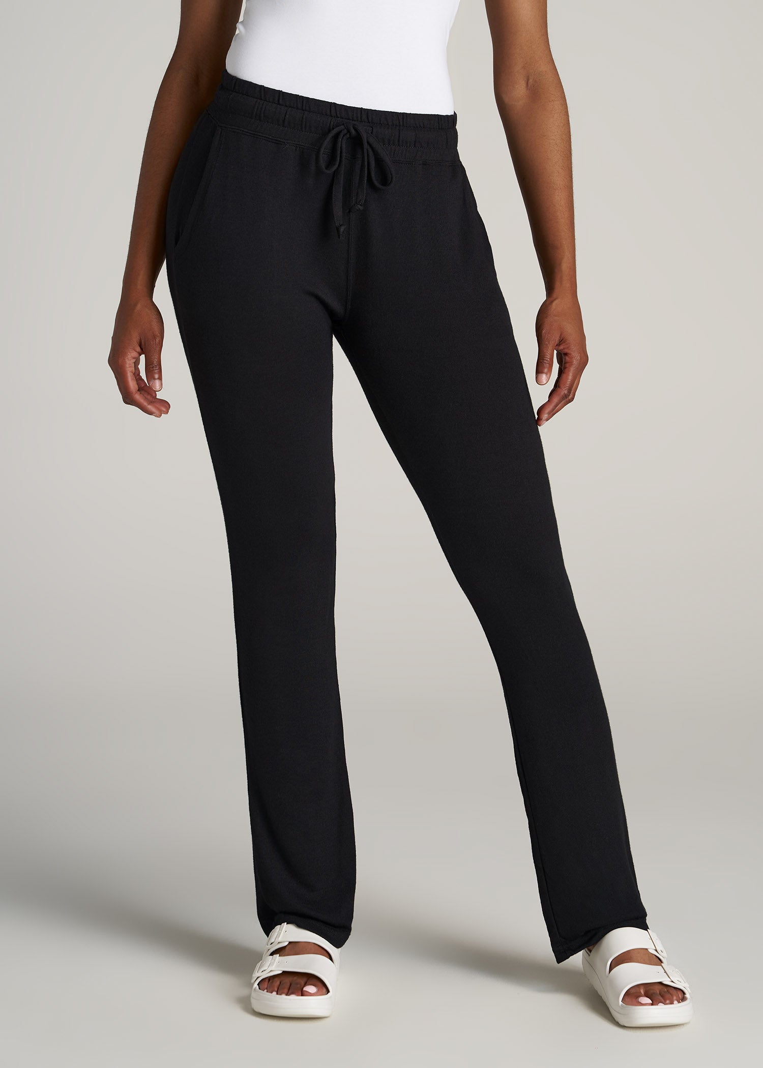 Open-Bottom Cozy PJ Lounge Pants for Tall Women in Black