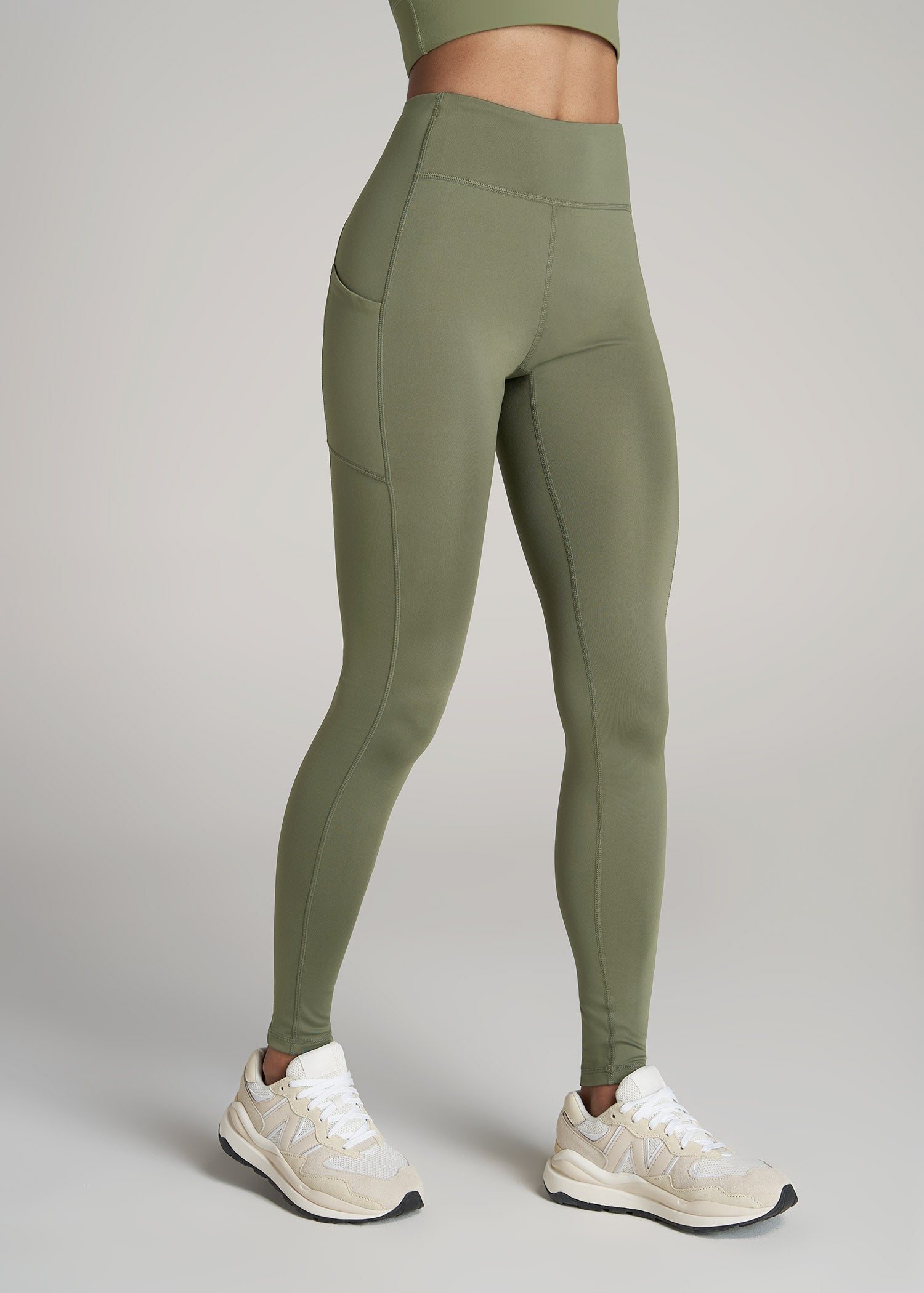 American-Tall-Women-Performance-Leggings-With-Pocket-Olive-side