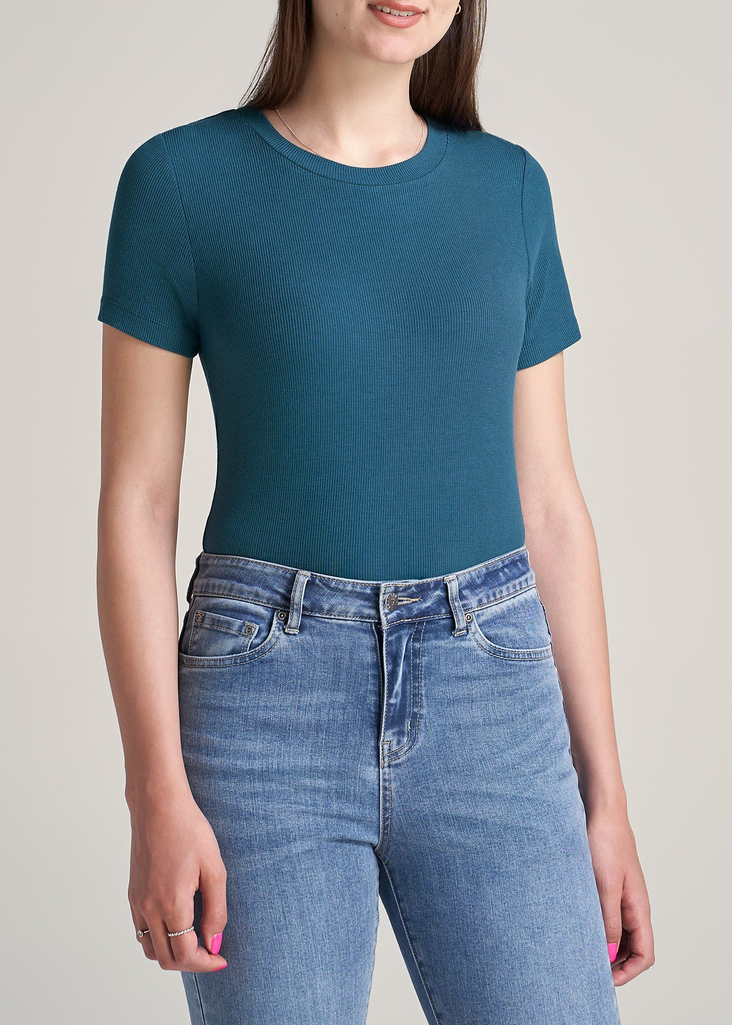 FITTED Ribbed Tee in Deep Water - Women's Tall T-Shirts