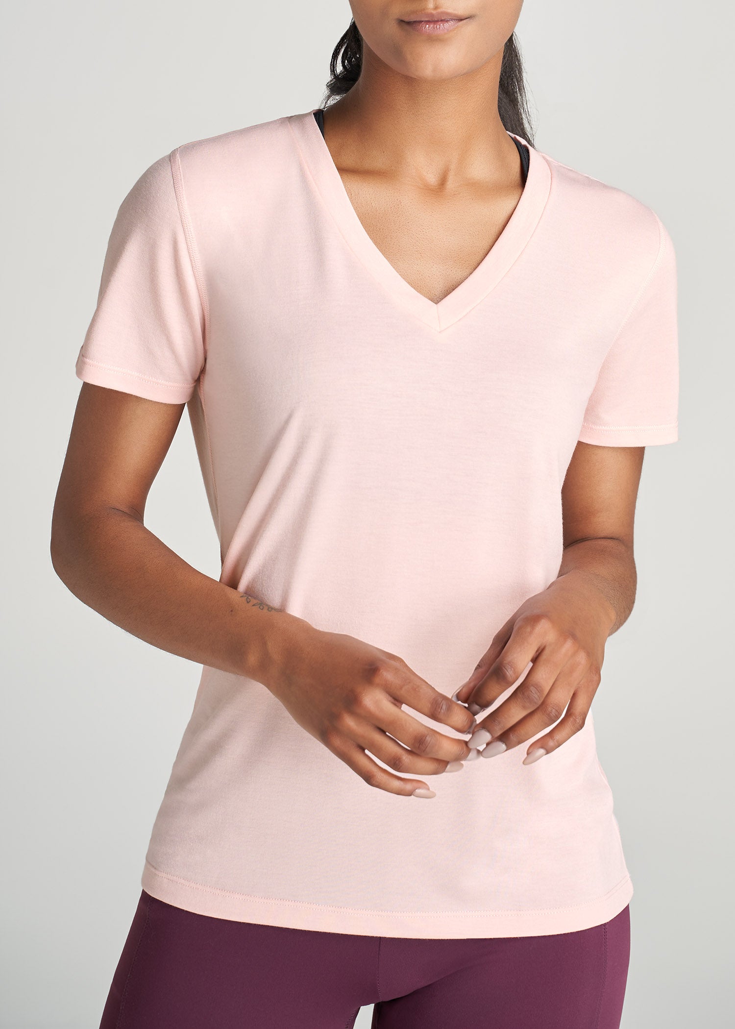 Short Sleeve V-Neck In Sweet Pink - Shirts For Tall Women – American Tall