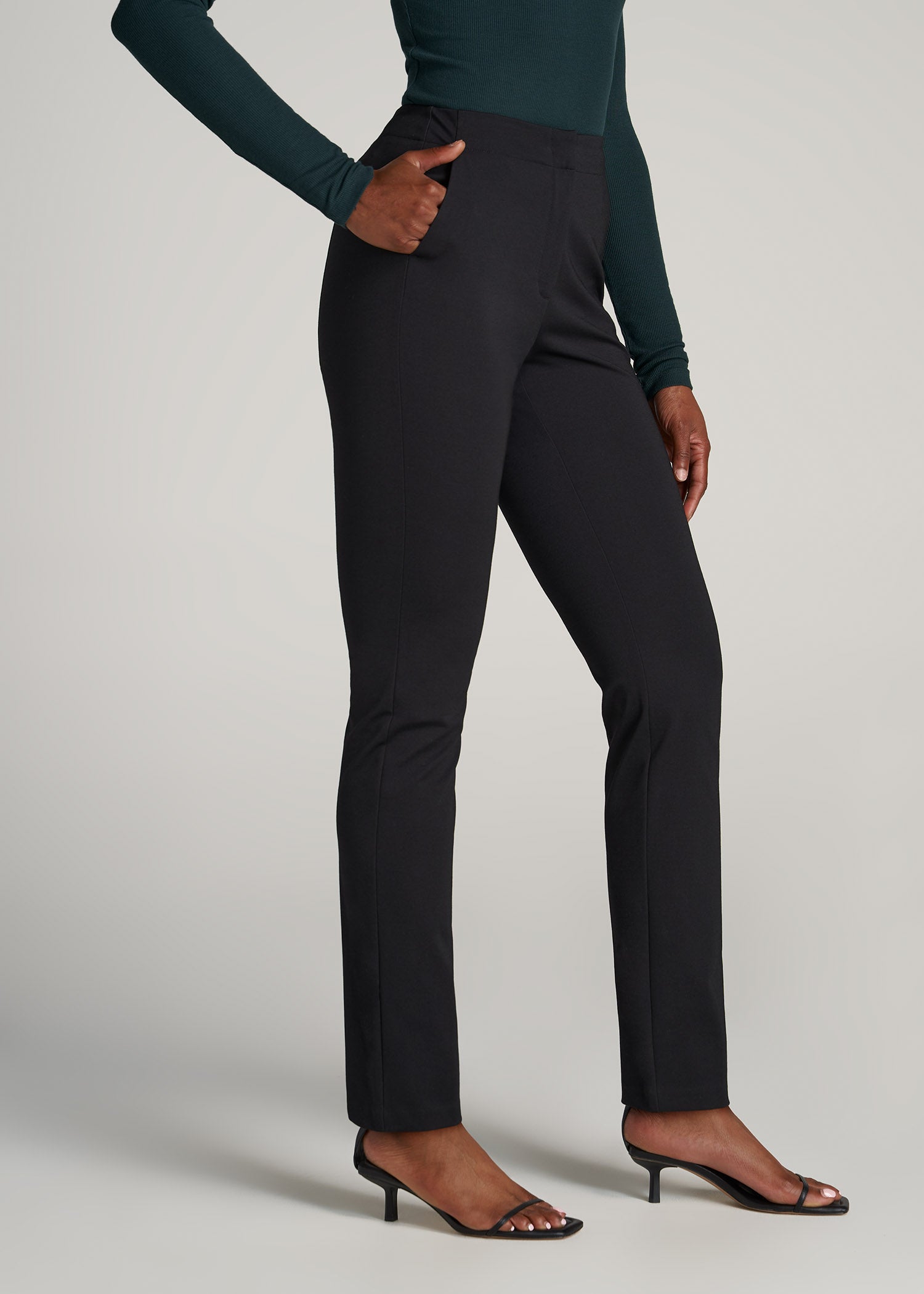 American-Tall-Women-Slim-Fit-Dress-Pant-Black-side