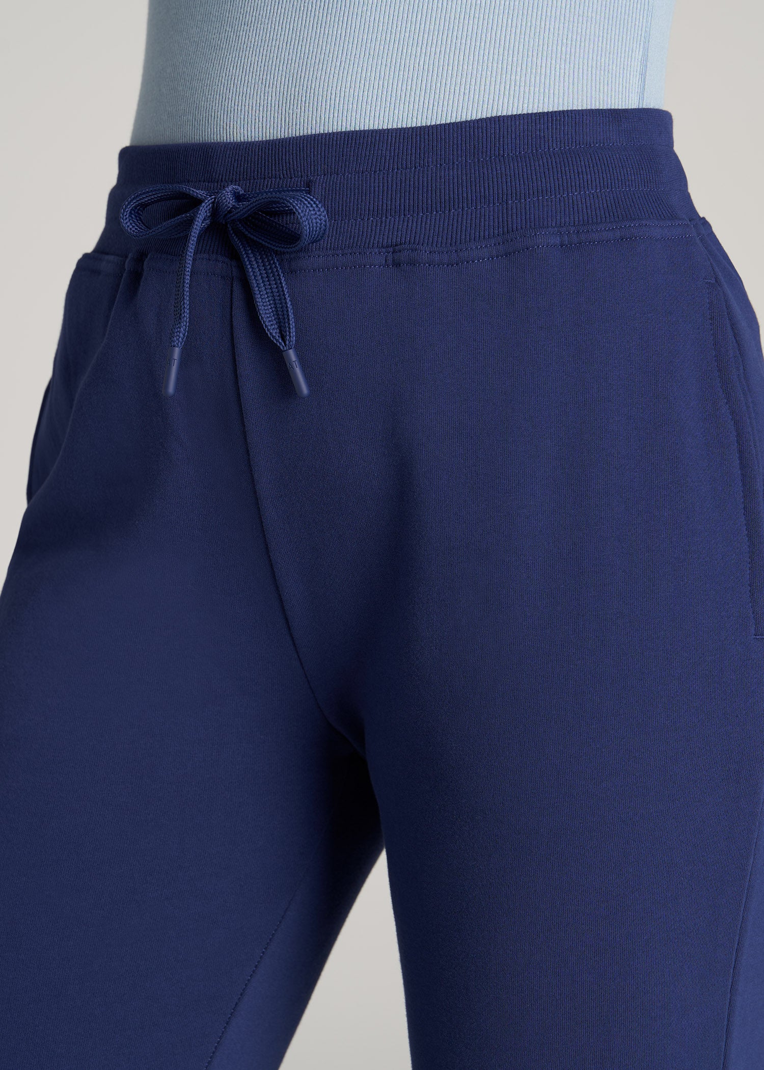 American-Tall-Women-WKND-Fleece-Open-Bottom-Pant-Midnight-Blue-detail