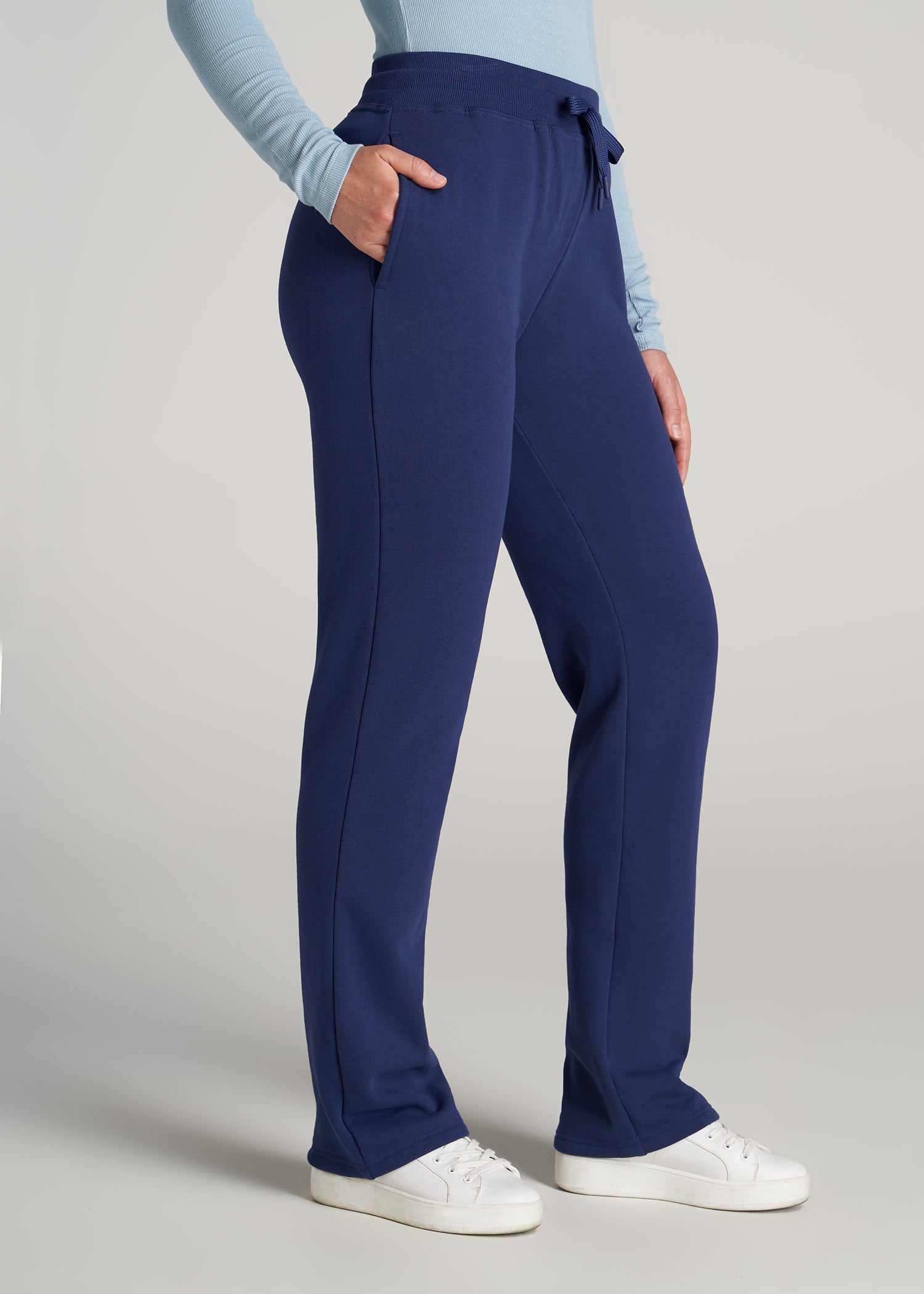 American-Tall-Women-WKND-Fleece-Open-Bottom-Pant-Midnight-Blue-side