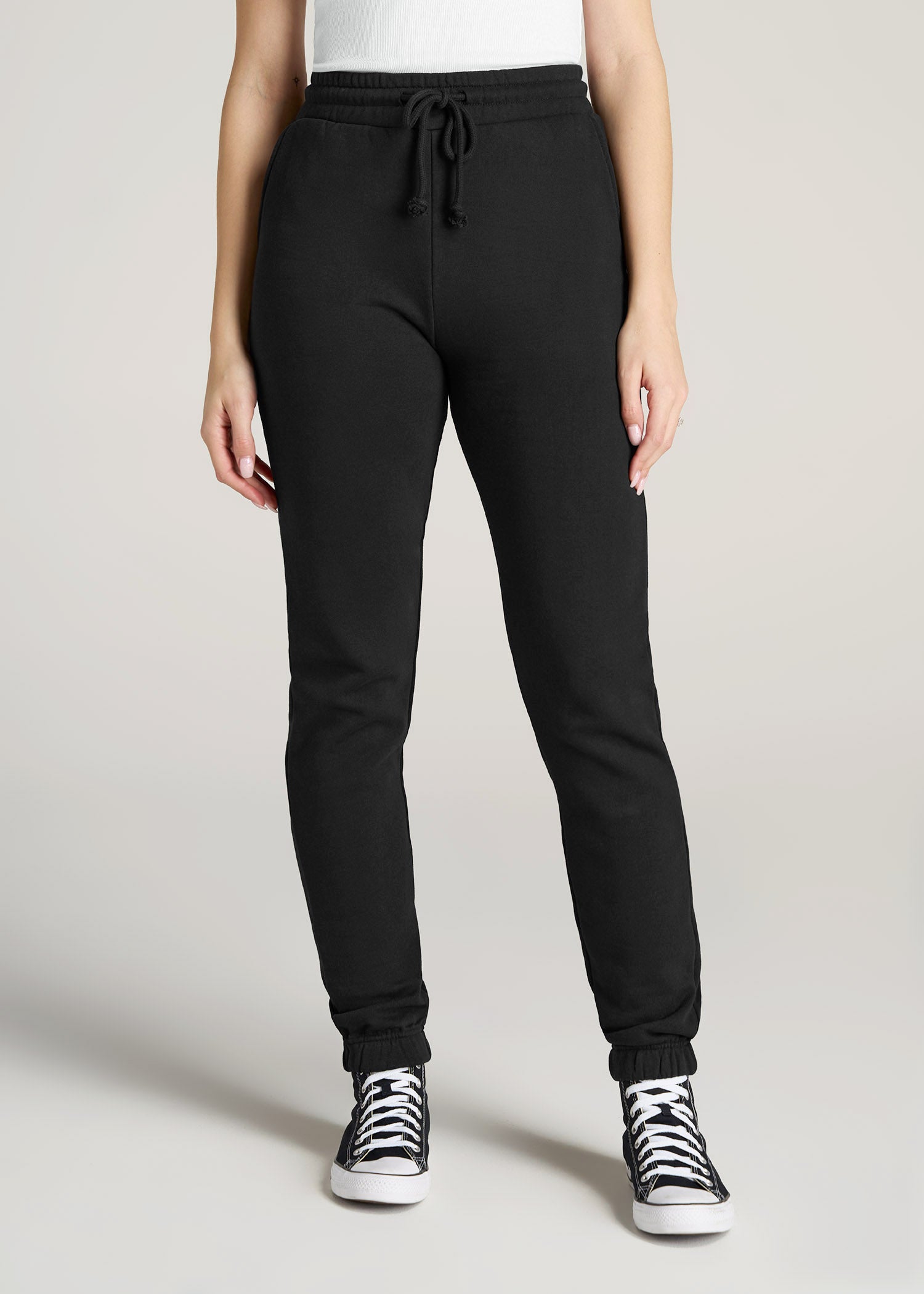 Slim Sweatpants Women's: High-Waisted Tall Women Black Sweatpants