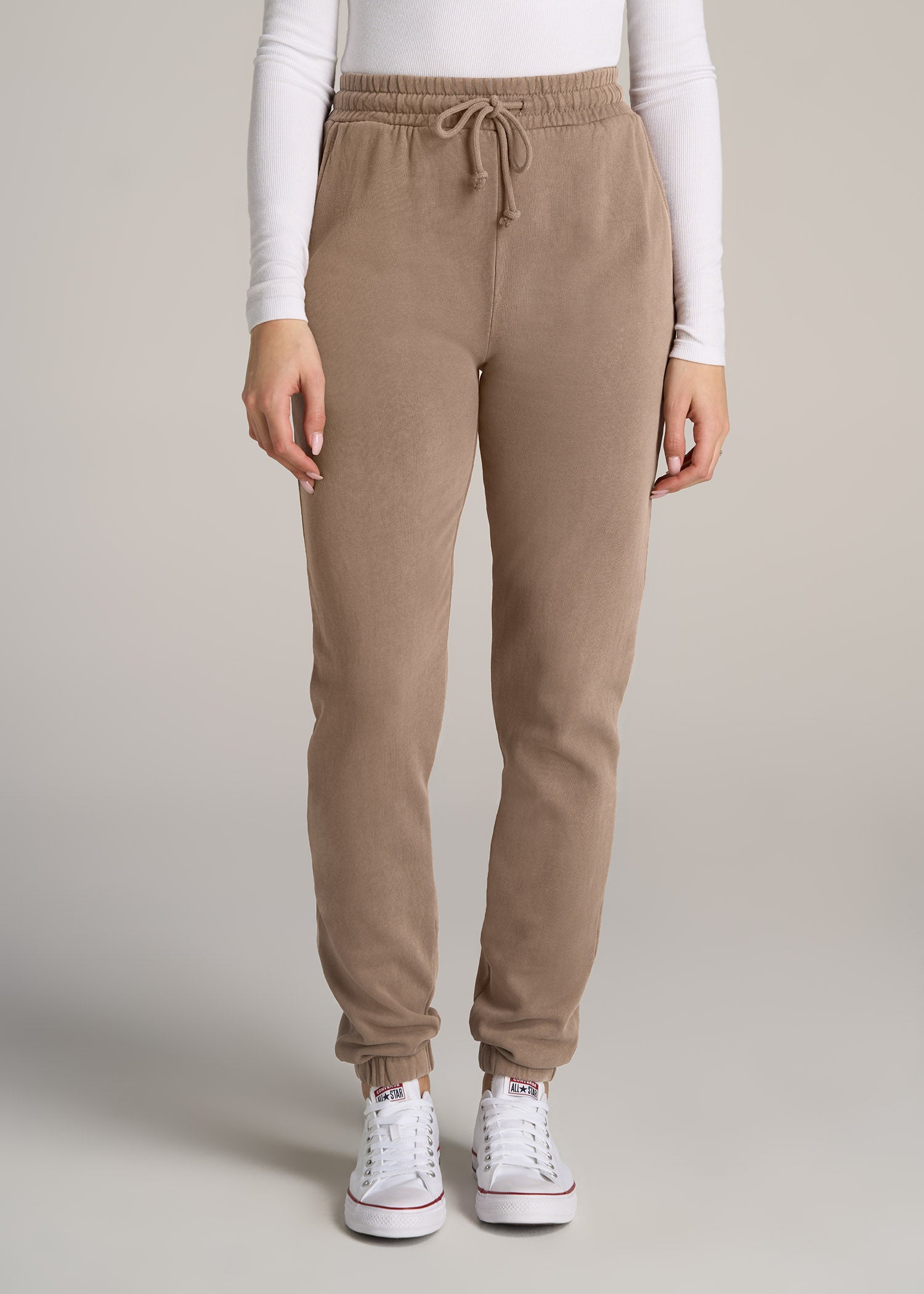 Women's Tall Wearever High-Waisted Garment-Dyed Sweatpants Latte